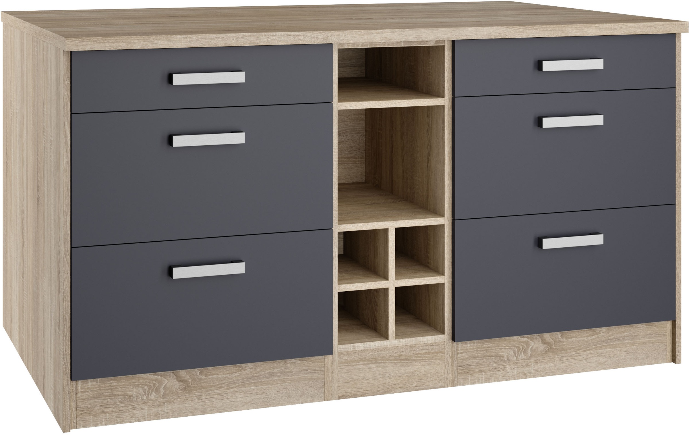 KOCHSTATION Kücheninsel »KS-Toronto«, Breite 153 cm, MDF-Fronten, Flaschenregal