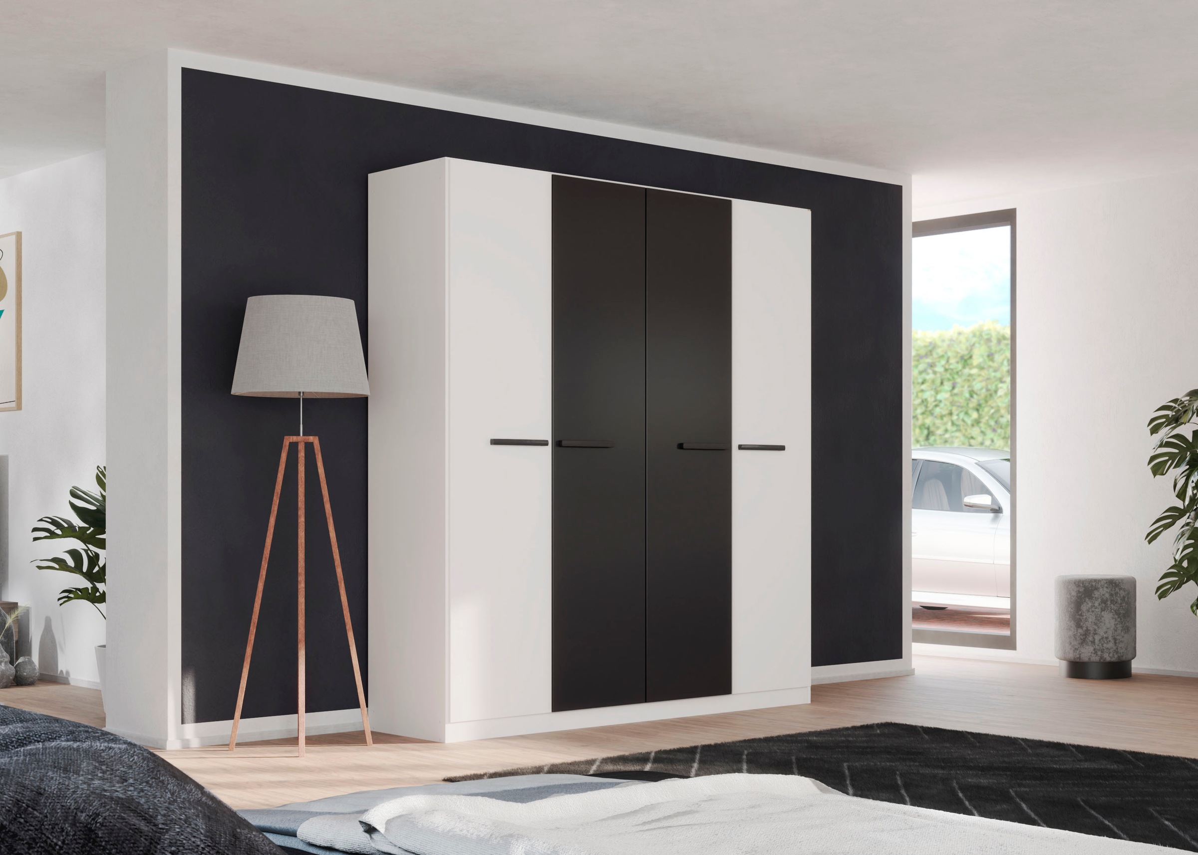 rauch Drehtürenschrank »Kleiderschrank Schrank Garderobe Garderobenschrank Stauraumwunder MODI«, optional mit Spiegel MADE IN GERMANY