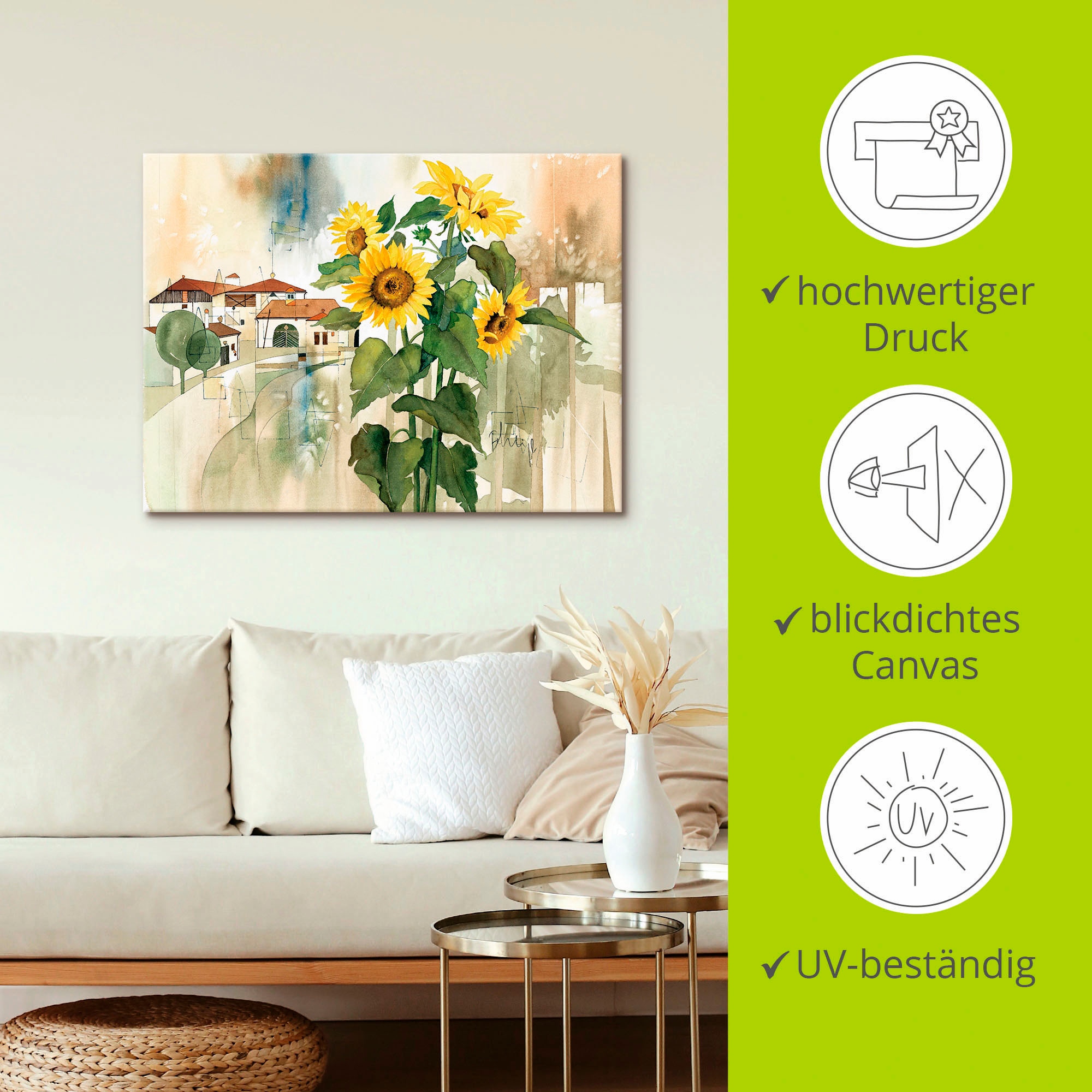 Artland Leinwandbild »Gruss der Sonnenblume« Blumen 1 Stk. tlg. auf Keilrahmen gespannt