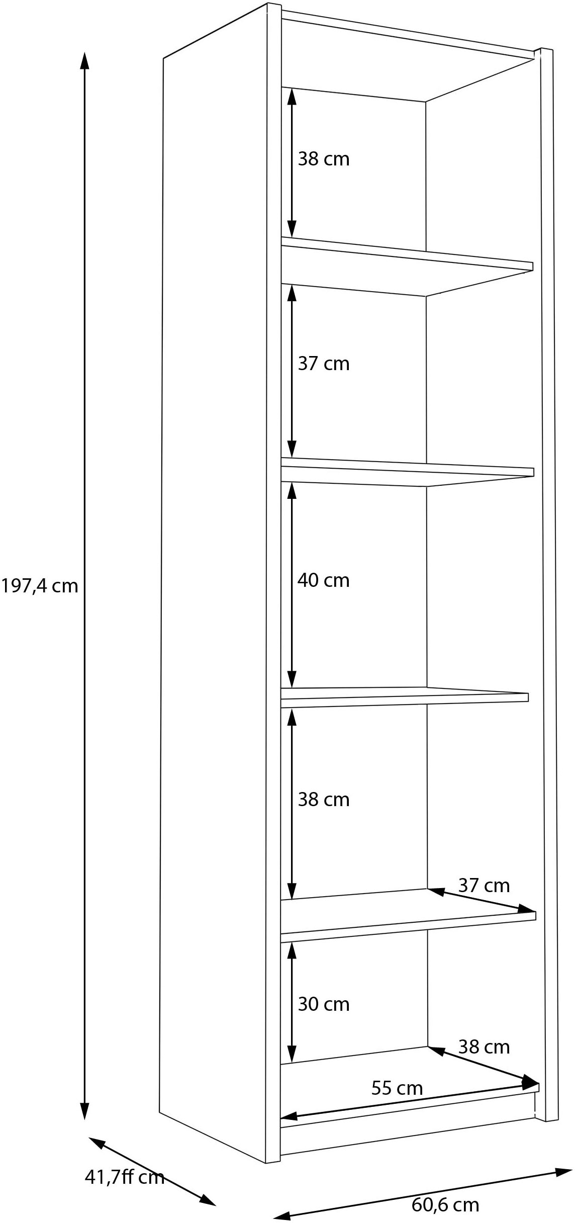 FORTE Drehtürenschrank »Oak Squere« B/H/T 60,6/197,4/41,7 cm/ Softclose, inklusive Beleuchtung