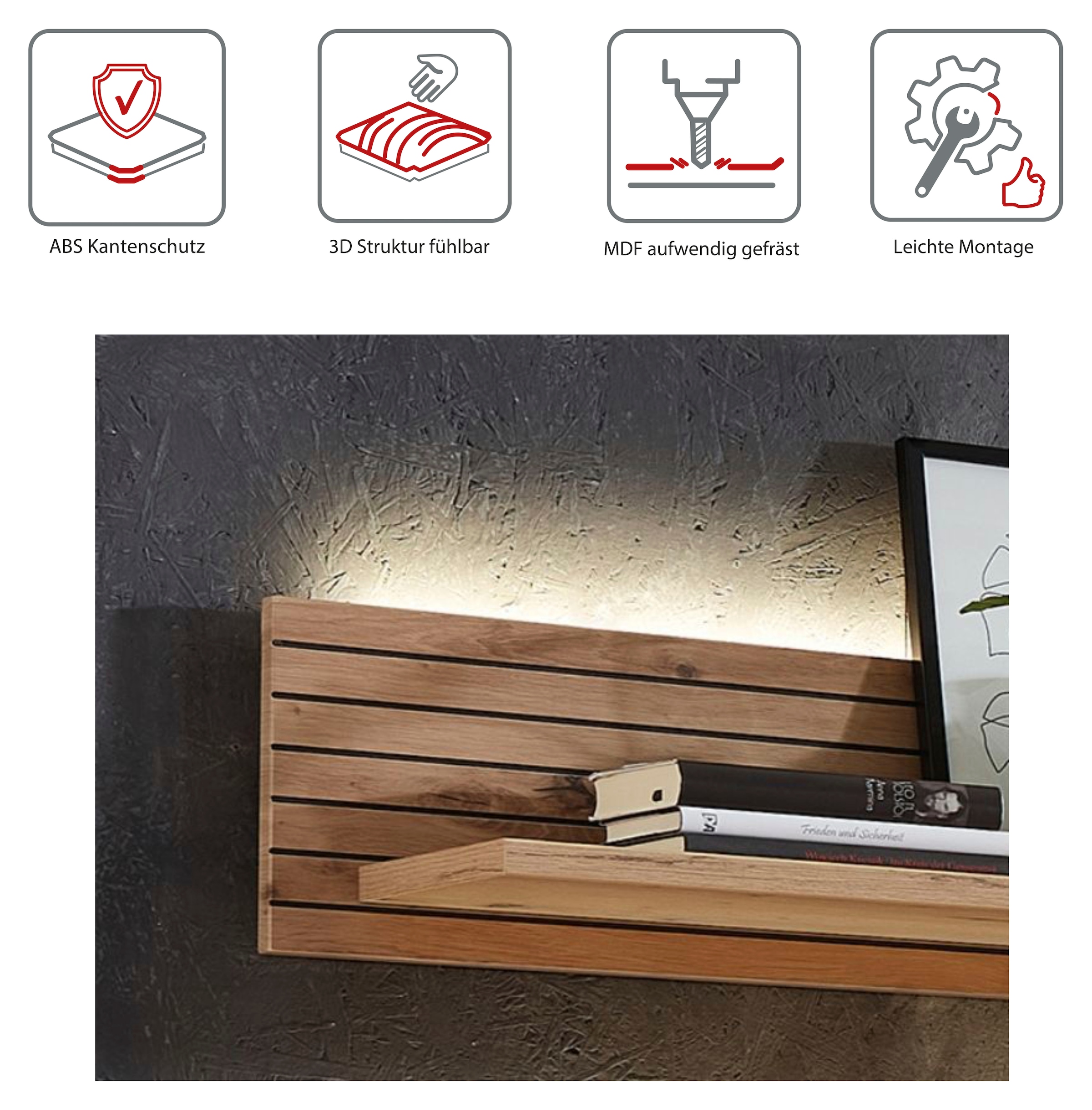 Innostyle Wandboard »Core, Wandbord Maße B/H/T 120x22x23 cm« 1 Stk. tlg. Wandbord mit 1 Boden inkl. LED Beleuchtung