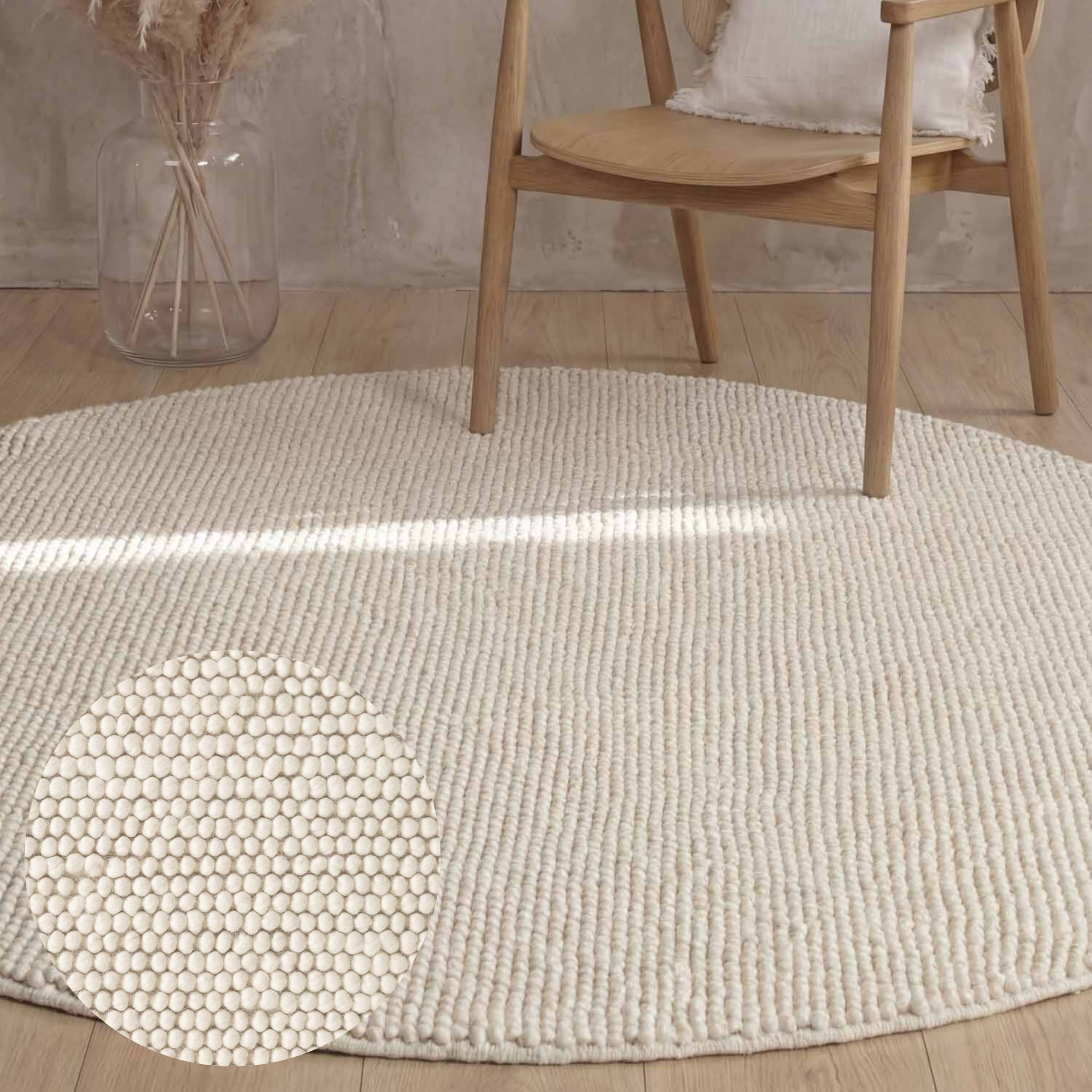 Ted Baker Wollteppich »Diana« rund 16 mm Höhe Wolle, Natur, Handgemacht, Wohnzimmer, Esszimmer, Schlafzimmer, Skandi