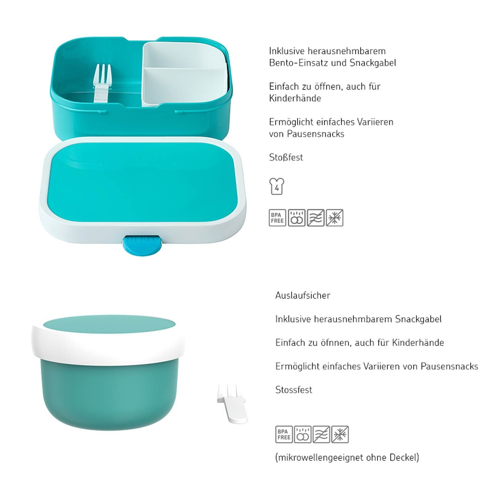 Mepal Lunchbox »Obst- und Bentobox Little Farm Campus 300 & 750 ml grün«
