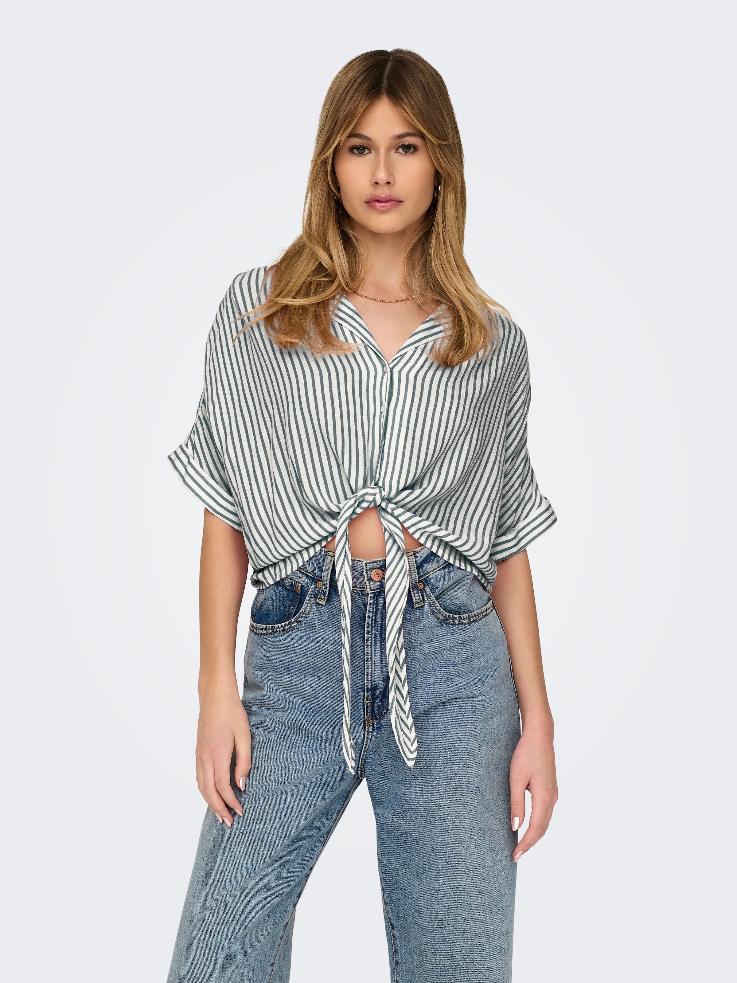 ONLY Kurzarmbluse »ONLPAULA LIFE S/S TIE SHIRT WVN NOOS«