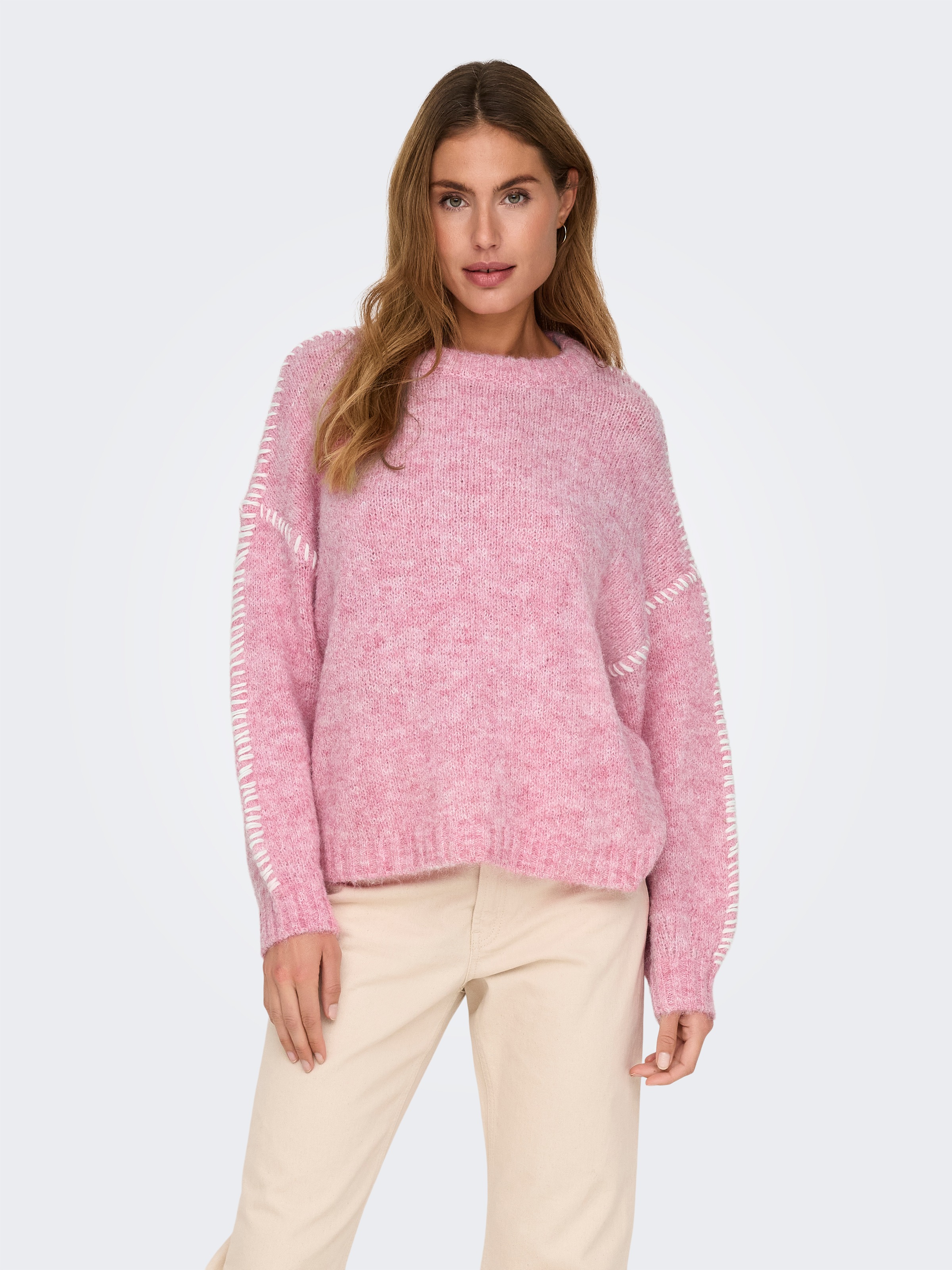 JDY Rundhalspullover »JDYZOEY LIFE L/S ON STITCH PULL KNT NOOS« mit dekorativen Ziernähten