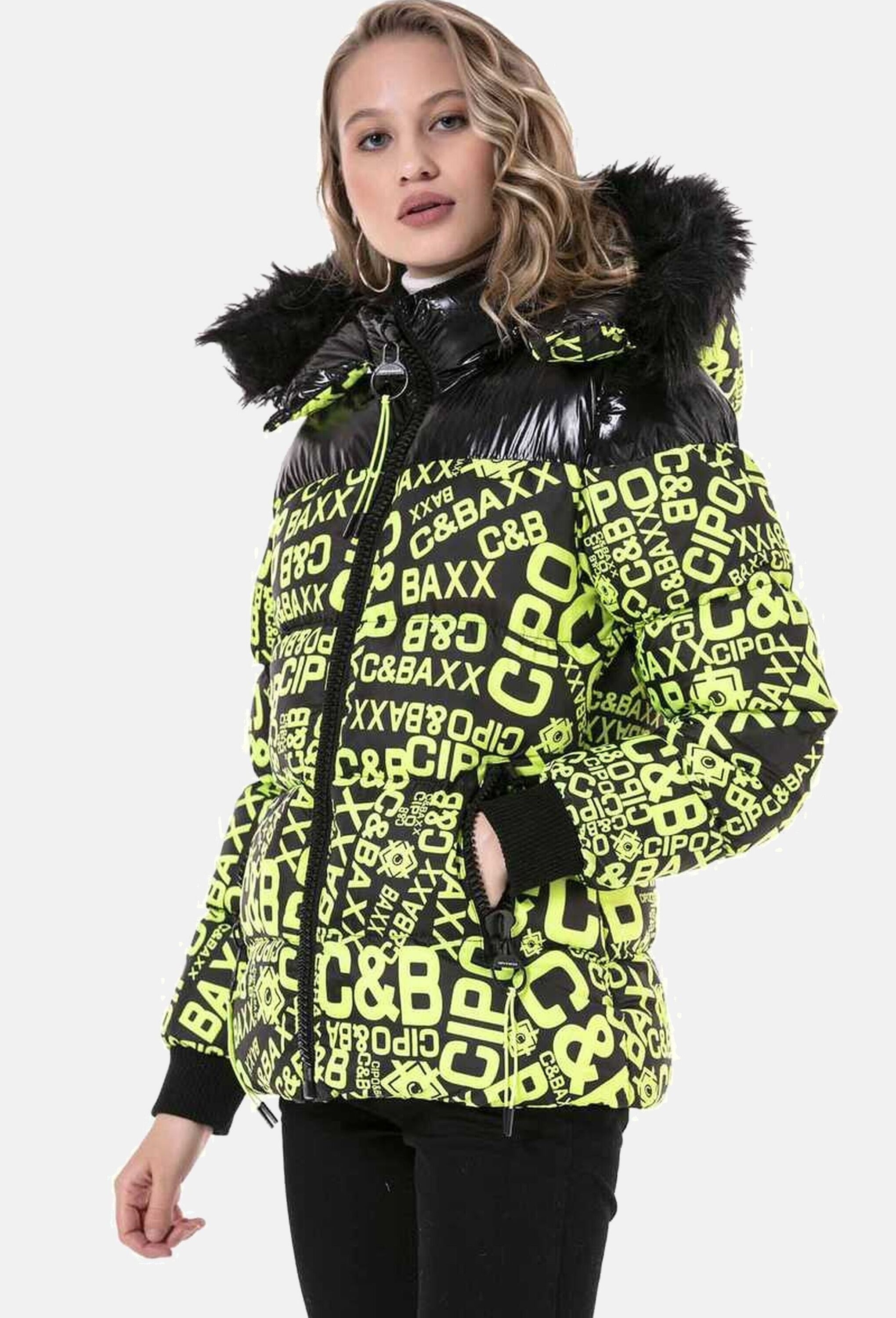 Cipo & Baxx Winterjacke »Cipo & Baxx Jacken« mit Kapuze mit modischem Allover-Print, WM129