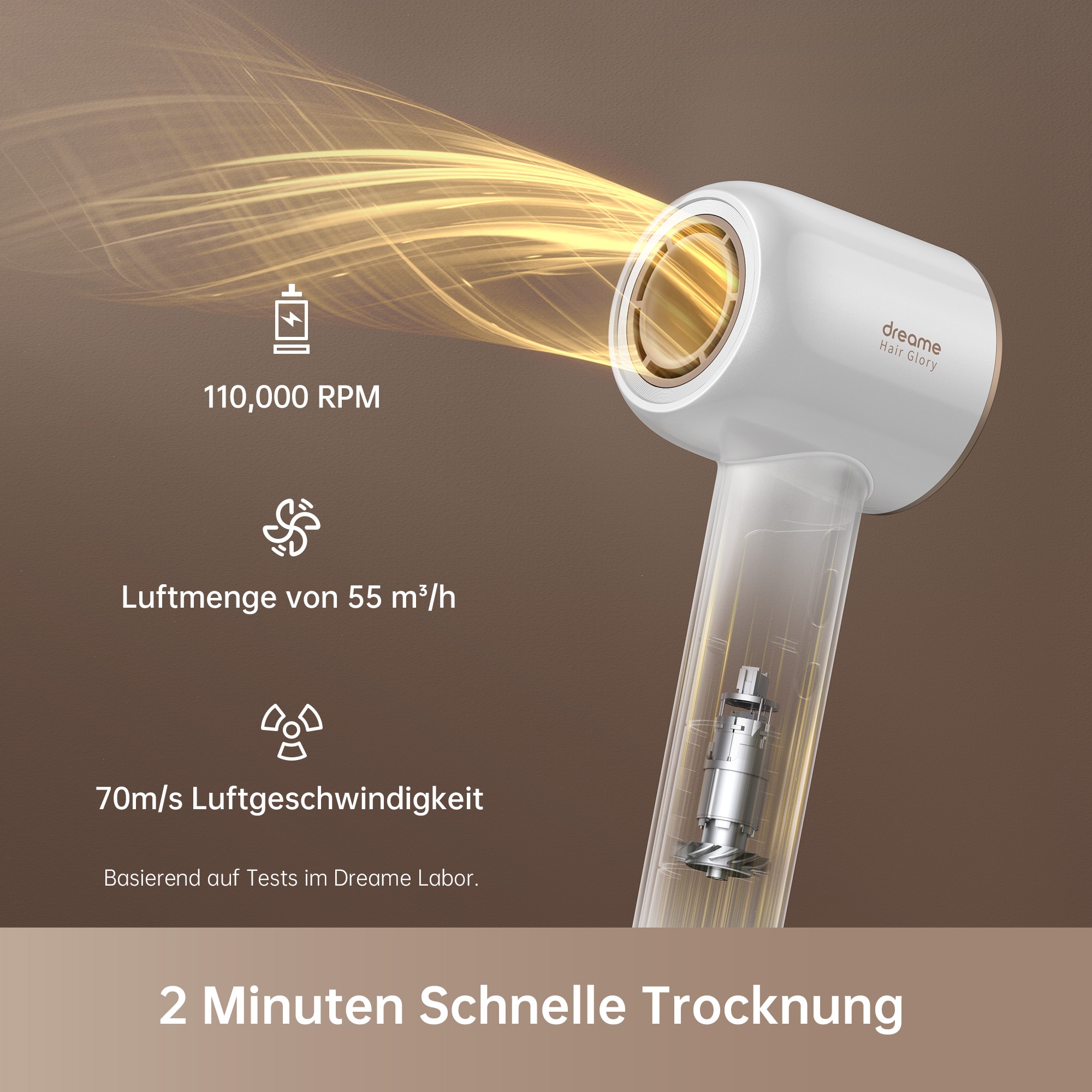 Dreame Haartrockner »Dreame Glory Combo«, 2 Aufsätze, 300 Mio. Anionen, konstante Temperatur, geringes Gewicht von nur 345g