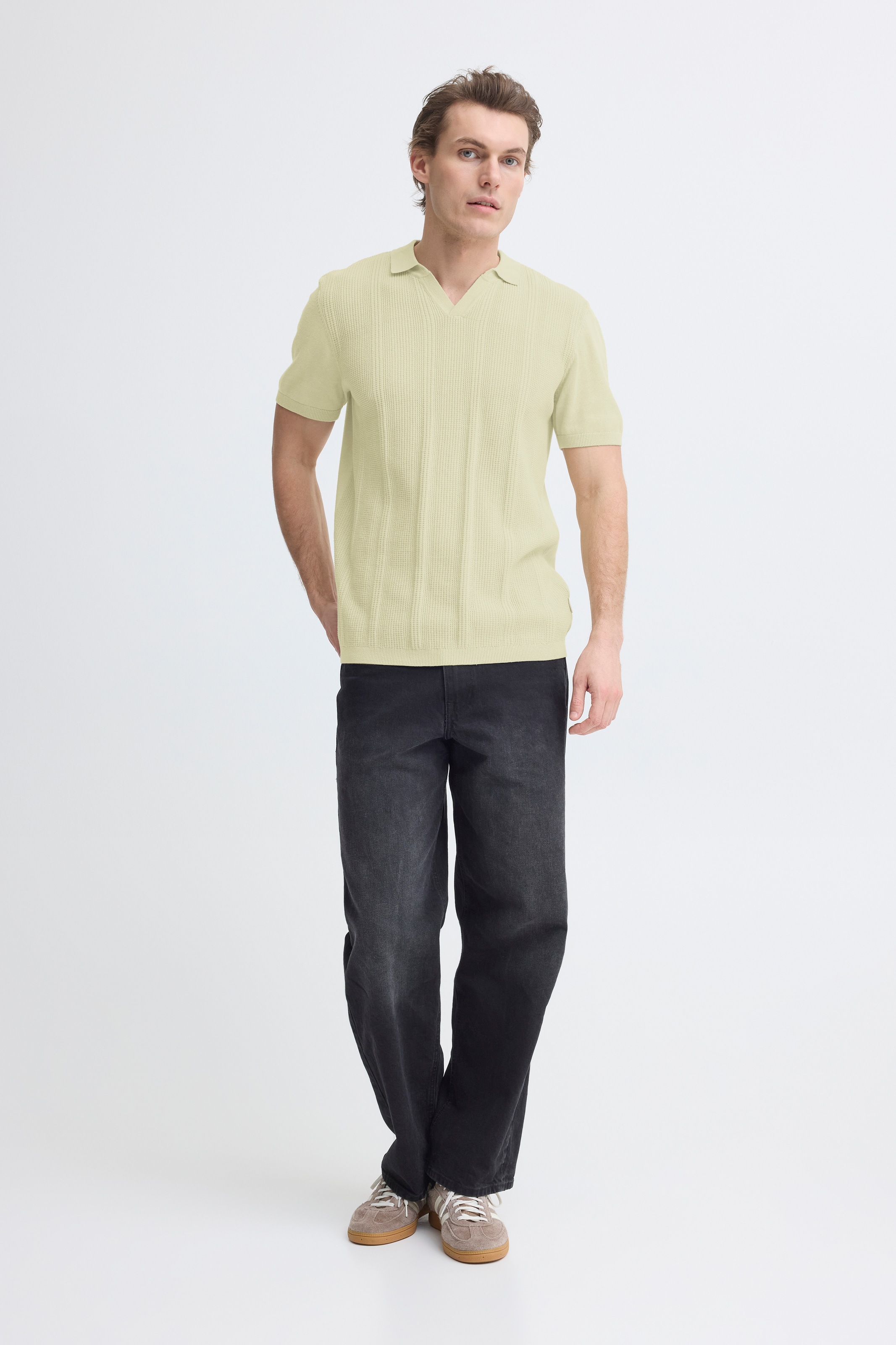 Blend Polokragenpullover »BHBARON SPLIT POLO PPNOOS« aus Baumwolle, Regular Fit, unifarben, Kurzarm, mit V-Ausschnitt