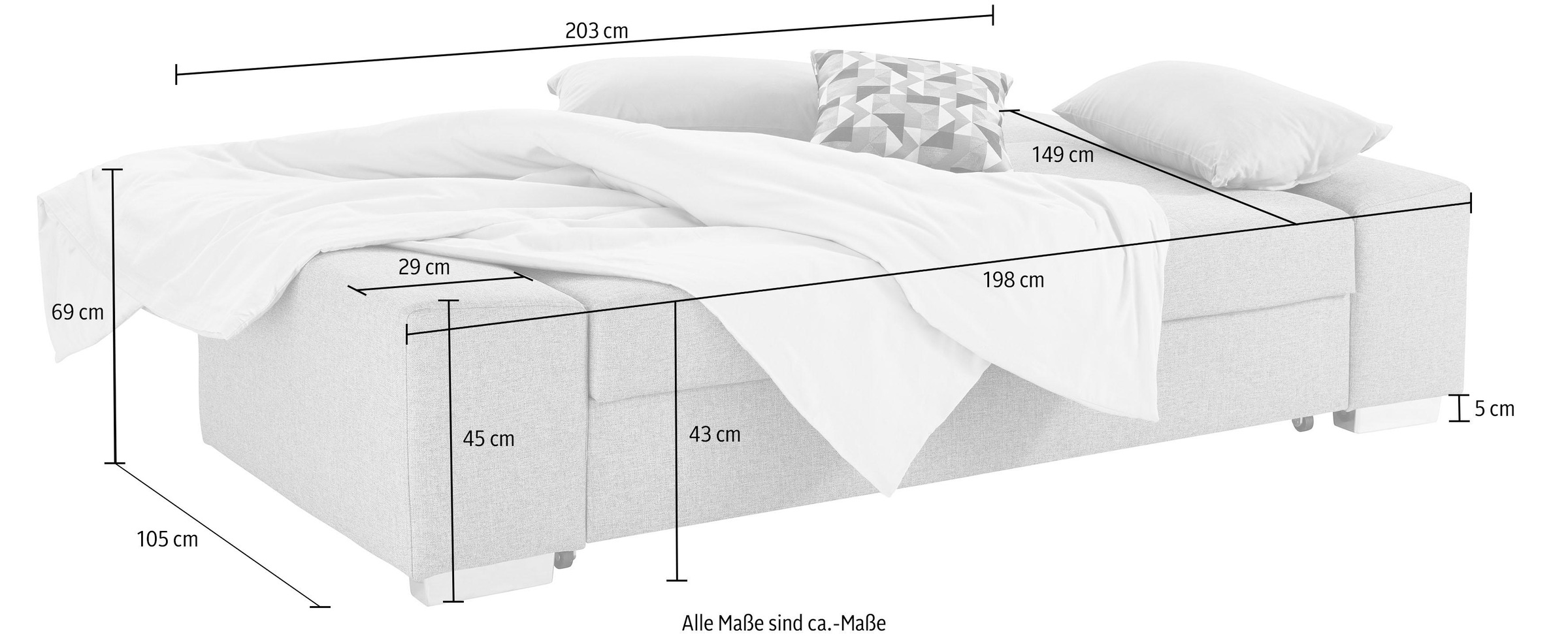 COLLECTION AB Schlafsofa »Paula«, mit Federkern, inklusive Bettfunktion und Bettkasten
