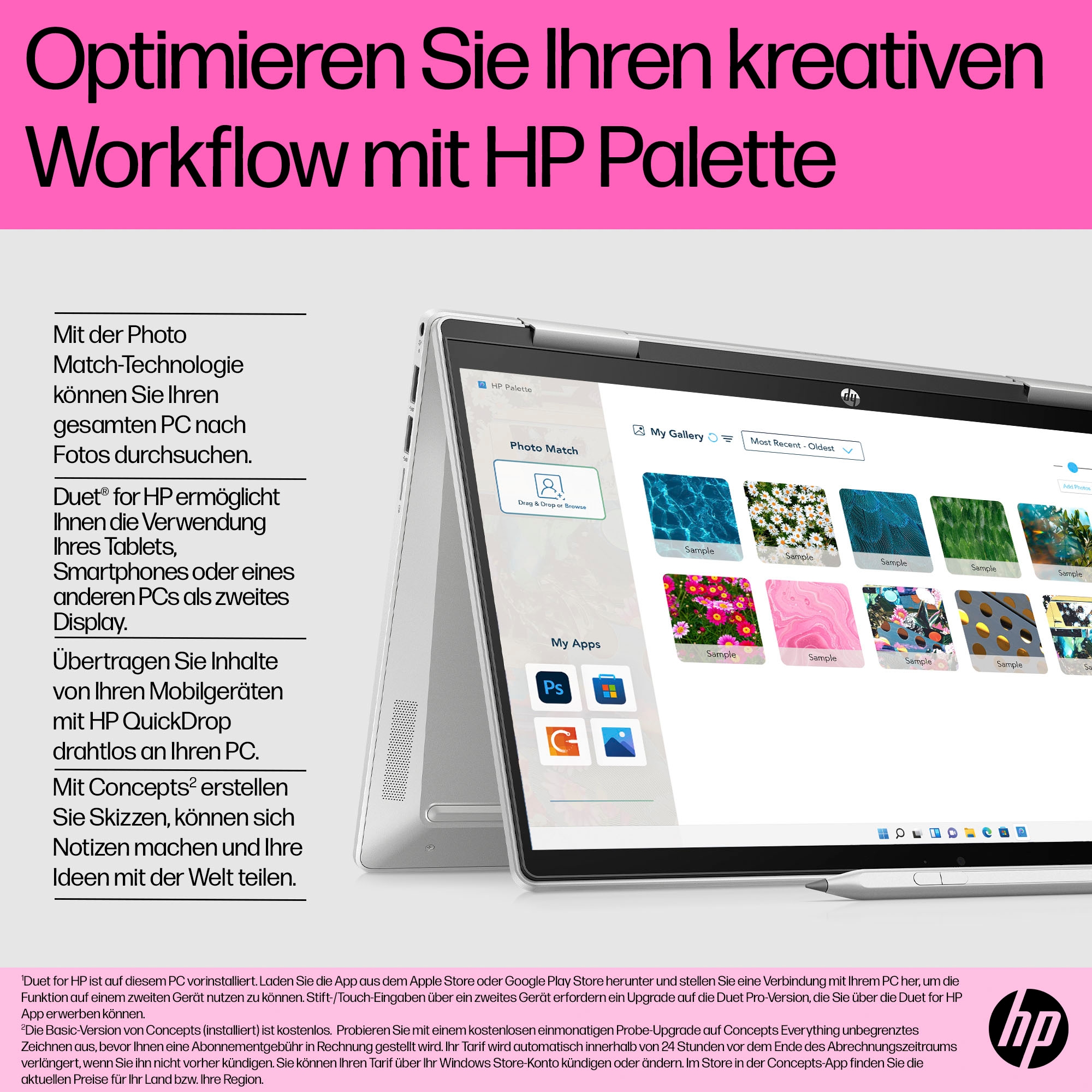 HP Convertible Notebook »Pavilion 14-ek1274ng«, 35,6 cm, / 14 Zoll, Intel, Core i7, Iris Xe Graphics, 512 GB SSD