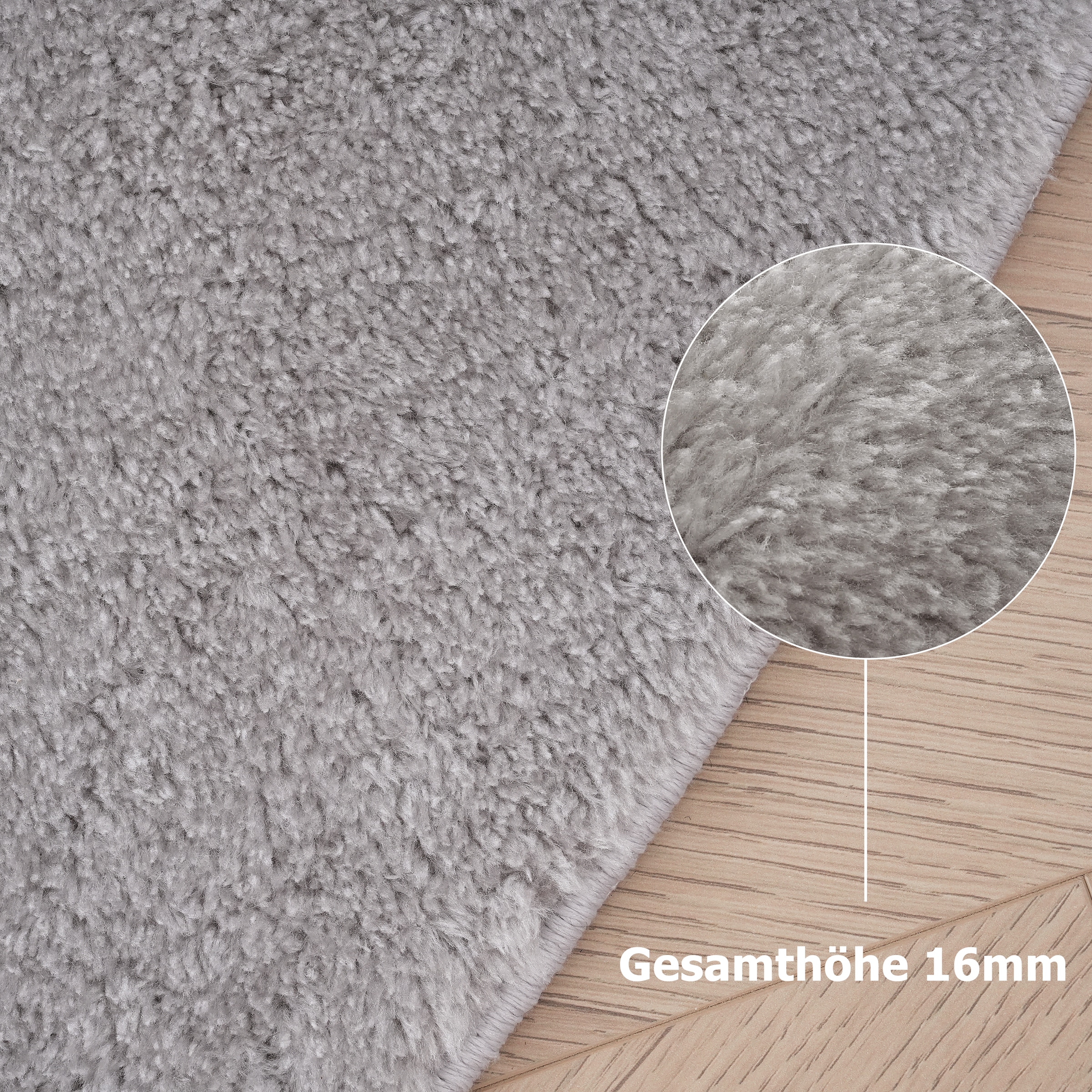 my home Teppich »Cali Bean«, U-förmig, 16 mm Höhe, besondere Form, Uni, weich, waschbar, Wohnzimmer, Schlafzimmer