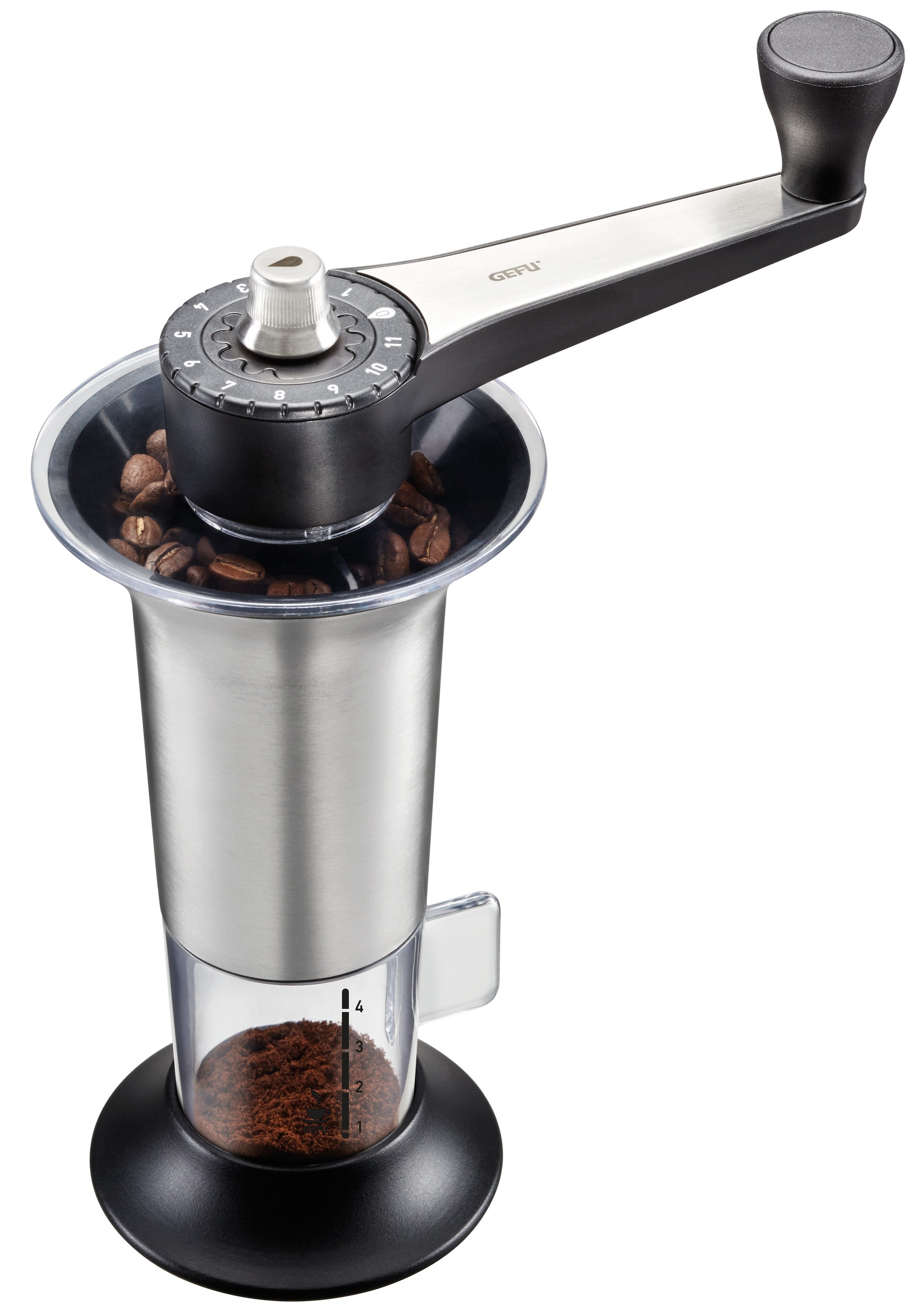 GEFU Kaffeemühle »»LORENZO««, Kegelmahlwerk, mit 11 Mahlstufen, aus hochwertigem Edelstahl und Kunststoff