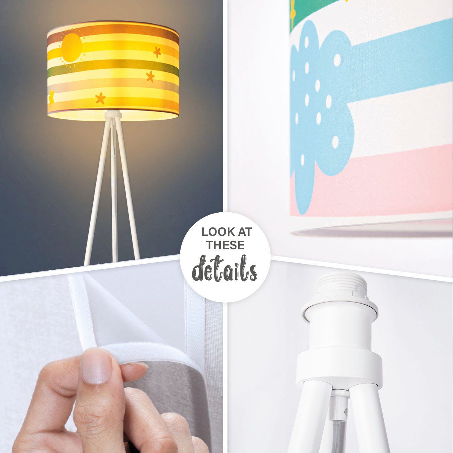 Pastell Kinderzimmer Stehlampe Garantie kaufen online Paco TWEET Streifen XXL E27 Jahren »TRINA Kinderlampe mit Home Bunt Regenbogen Hell | 3 STRI«, 462