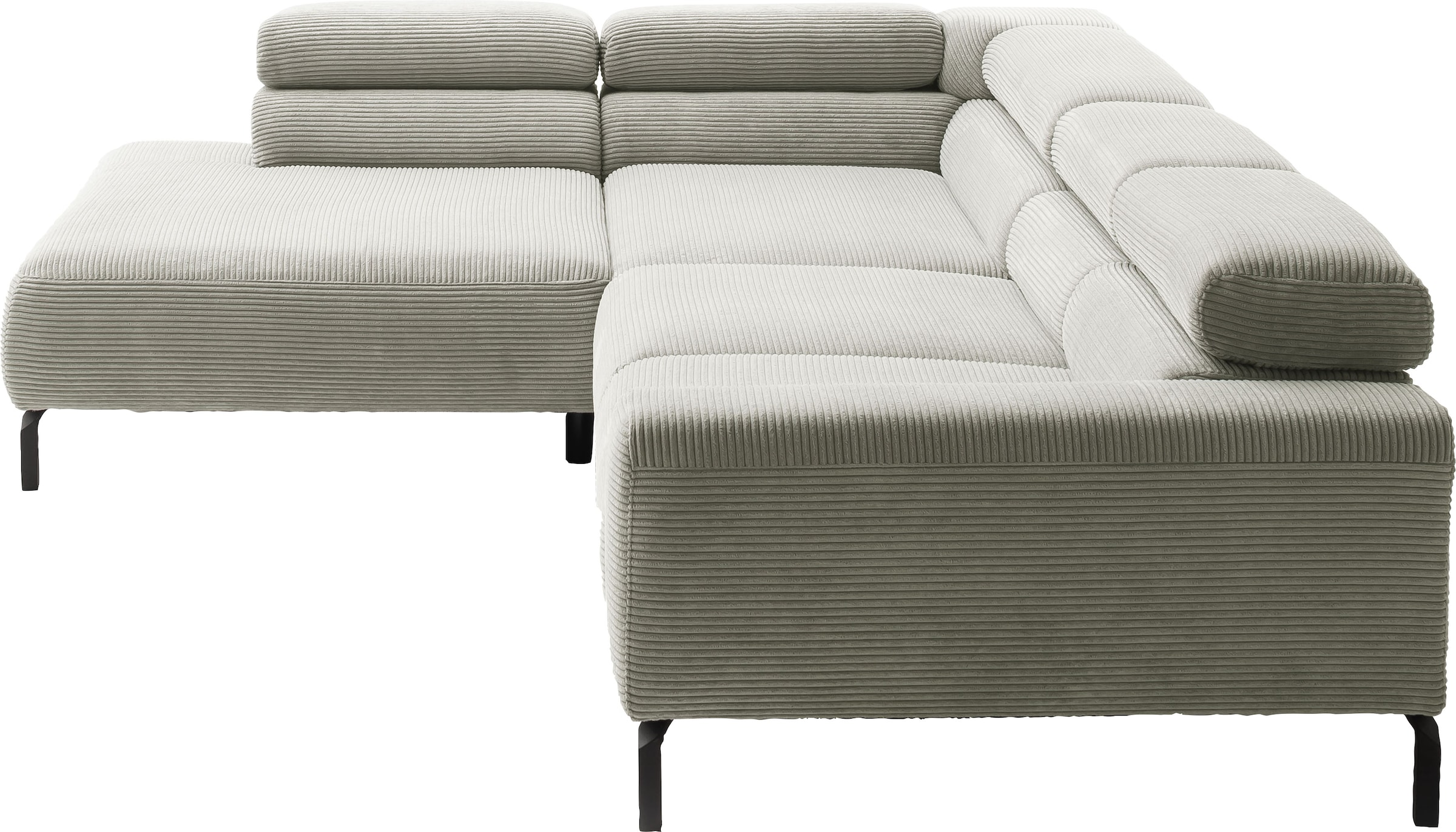 Home affaire Ecksofa »Antonelli, L-Form,  inkl. Kopfteilverstellung, Breite 312 cm« ohne Sitztiefenverstellung, in Cord, stone