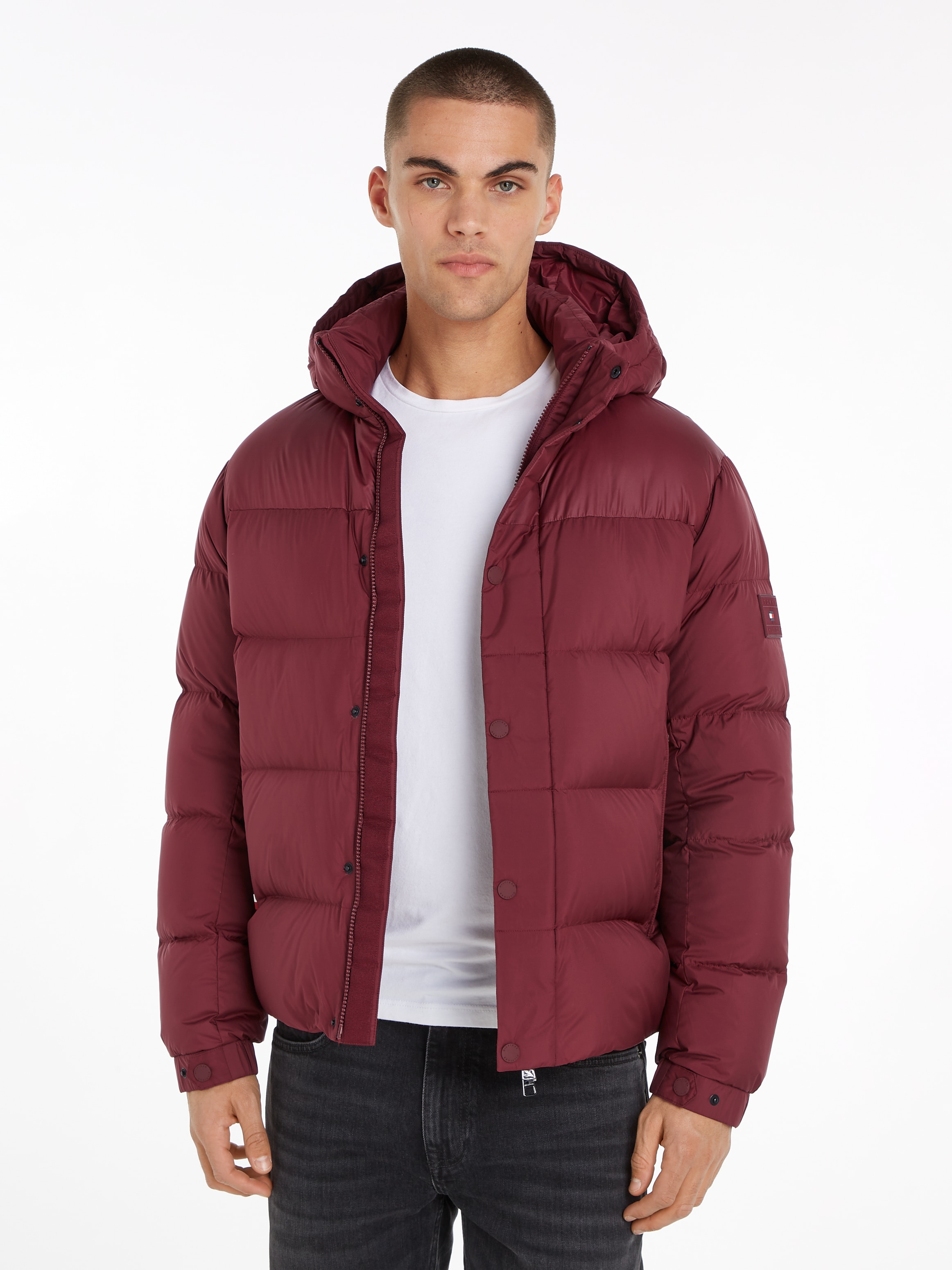 Steppjacke »MIX DOWN HOODED PUFFER JACKET«, mit Kapuze, mit abnehmbarer Kapuze