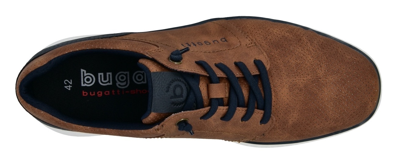 bugatti Slip-On Sneaker, Halbschuh, Freizeitsneaker mit Perforation, elastische Schnürsenkel