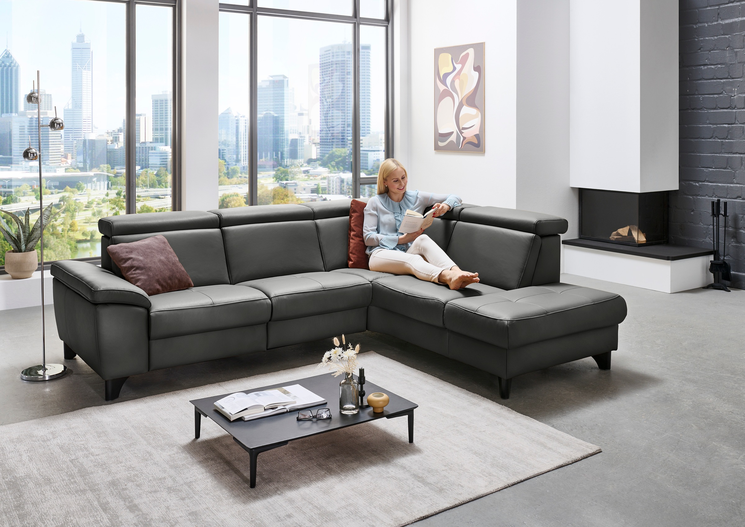 Die PlanBar Ecksofa »PN-EM23166 L-Form«, optional mit Kopfteilverstellung und Stauraum