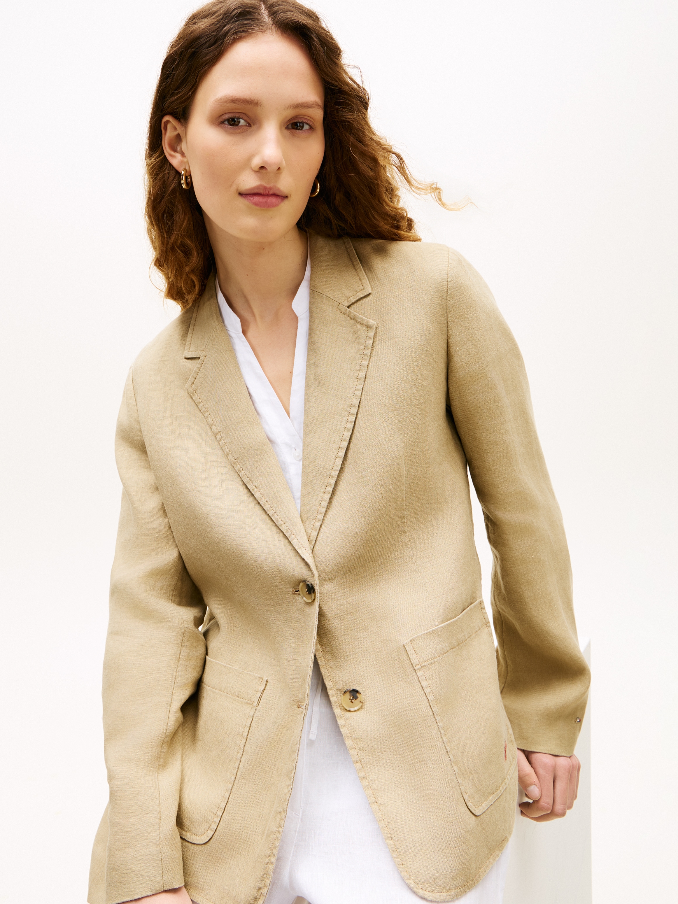 Tommy Hilfiger Kurzblazer »NEW ESS LINEN REG SB BLAZER« mit aufgesetzten Taschen