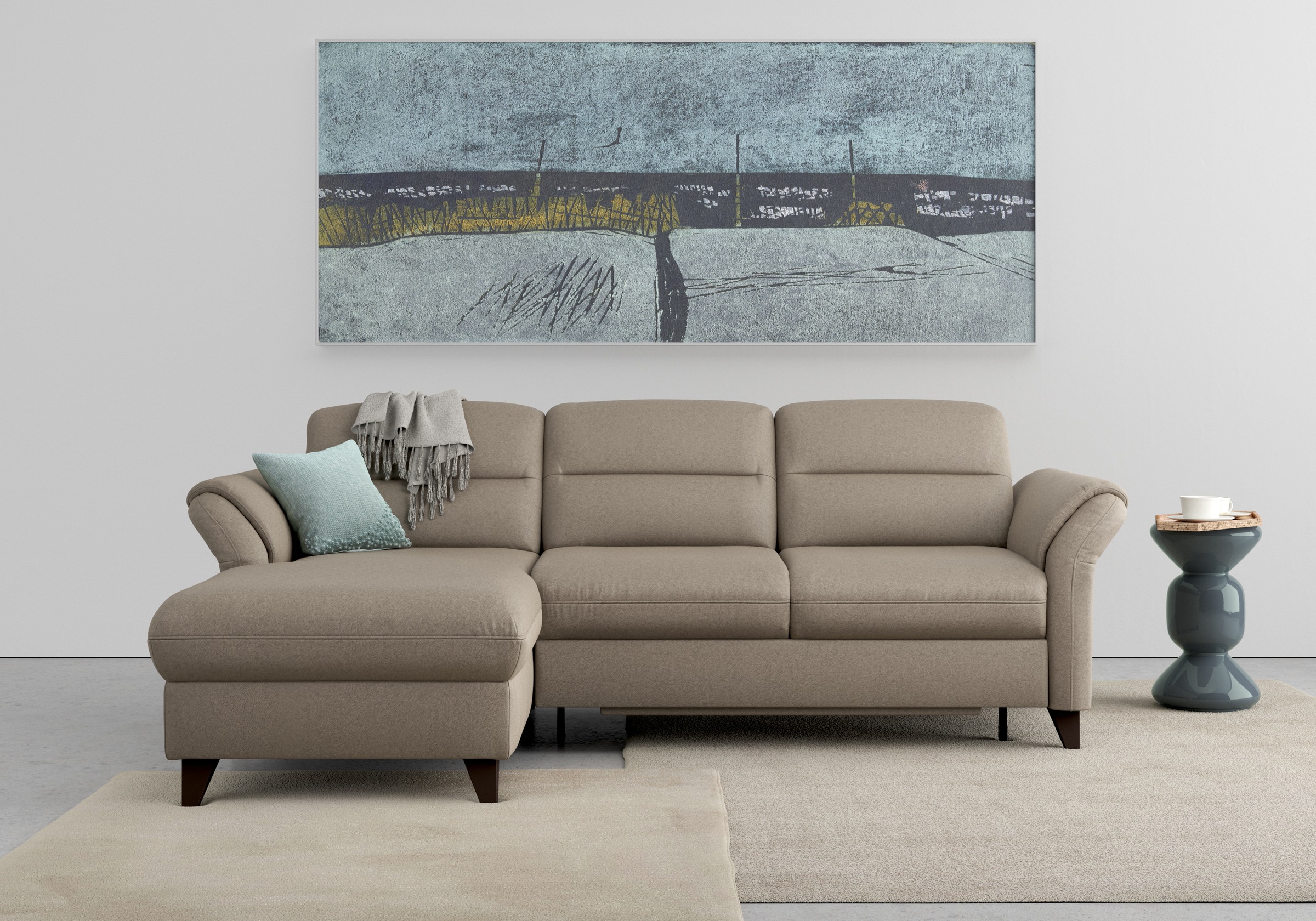 sit&more Ecksofa »Mellum L-Form«, Federkern, wahlweise mit Bettfunktion, Bettkasten und Armteilfunktion