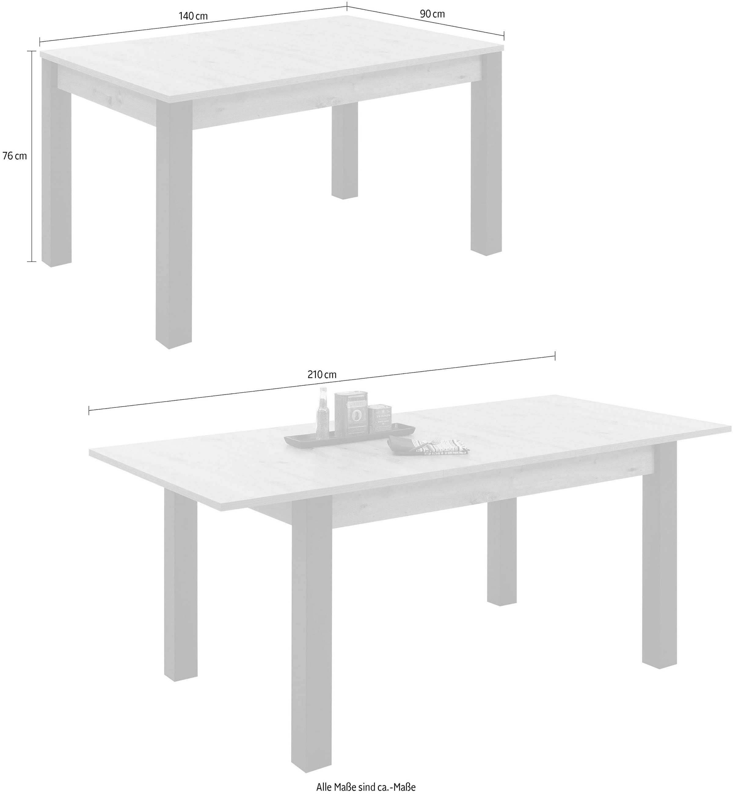 HBZ Esstisch »LUCAS, TOPSELLER!«, (Ausziehbar), 140-210 cm ausziehbar, Tisch in Eiche Artisan Dekor