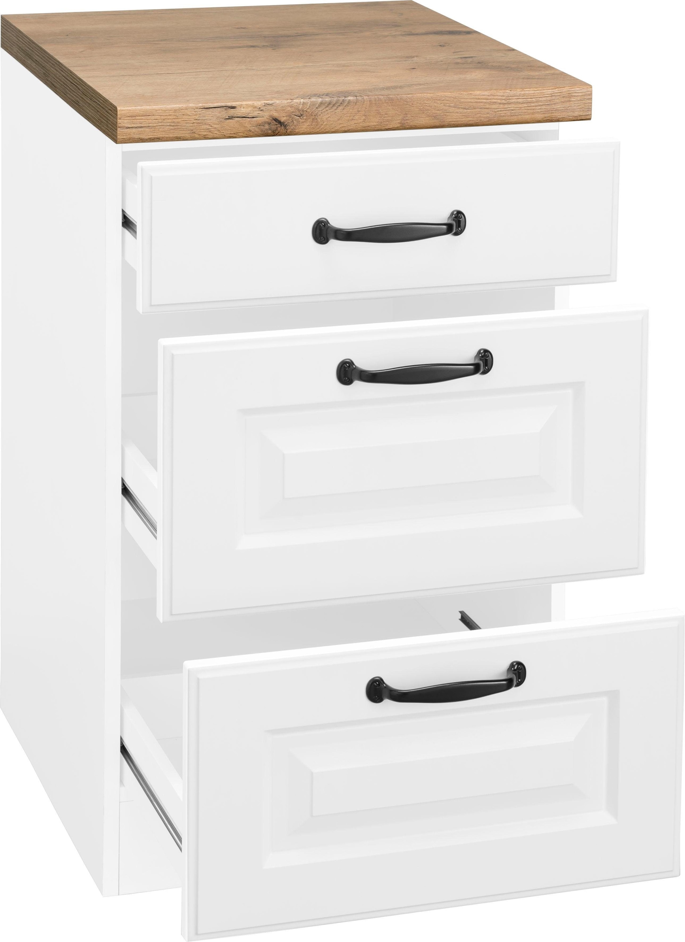 wiho Küchen Unterschrank »Erla« 50 cm breit, mit 2 großen Auszügen, inkl. Arbeitsplatte