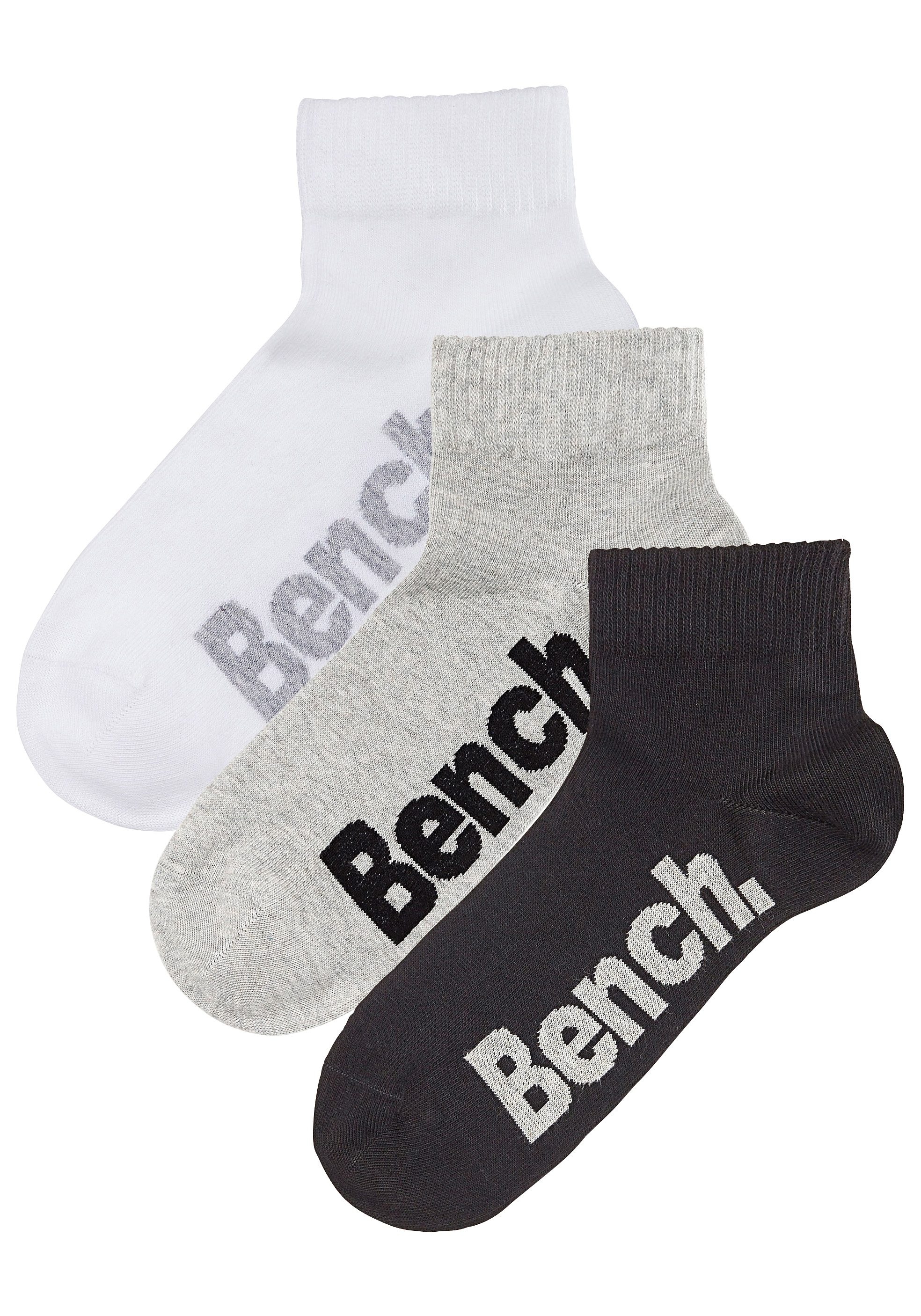 Bench. Kurzsocken, (Set, 3 Paar), mit bequemen Rippbündchen