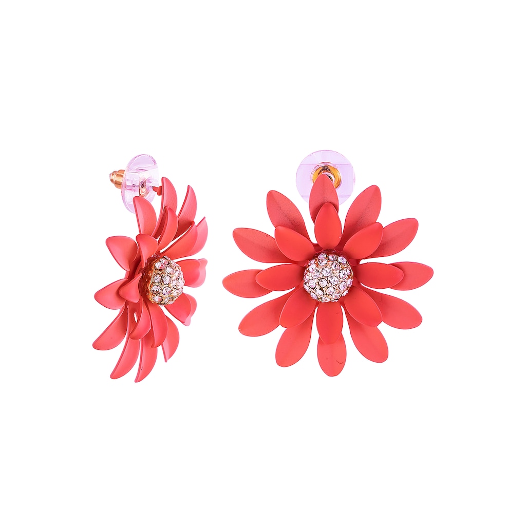 J.Jayz Paar Ohrstecker »Blumenohrstecker rosa in 3D« mit Glassteinen