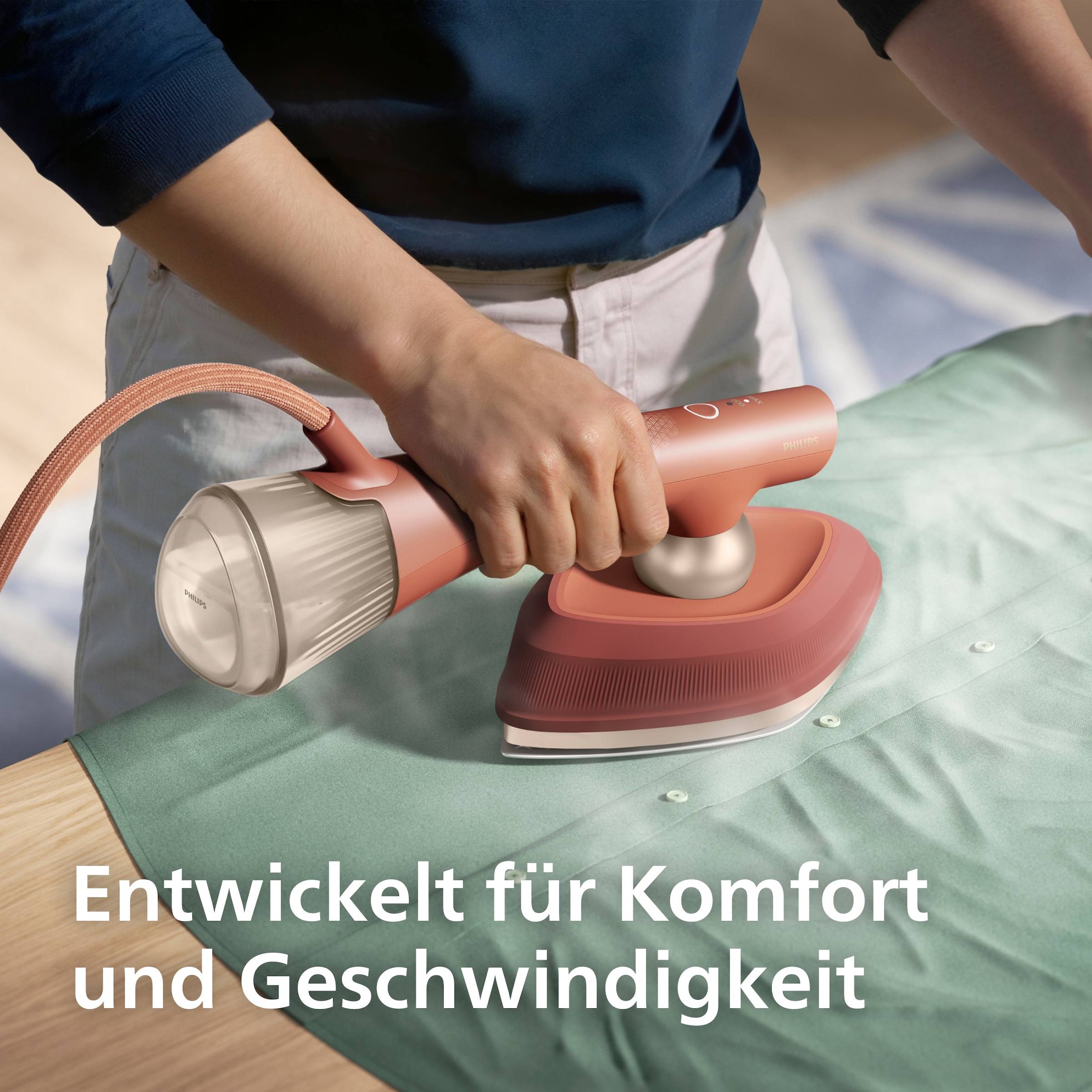 Philips Dampfbügeleisen »GC213/50 OneTurn 2-in-1 Bügeleisen & Steamer, StyleMat & Dock inkl.« 1800 W 1800 W, SteamGlide Plus, 200ml Wasserbehälter und 90 g Dampfstoß