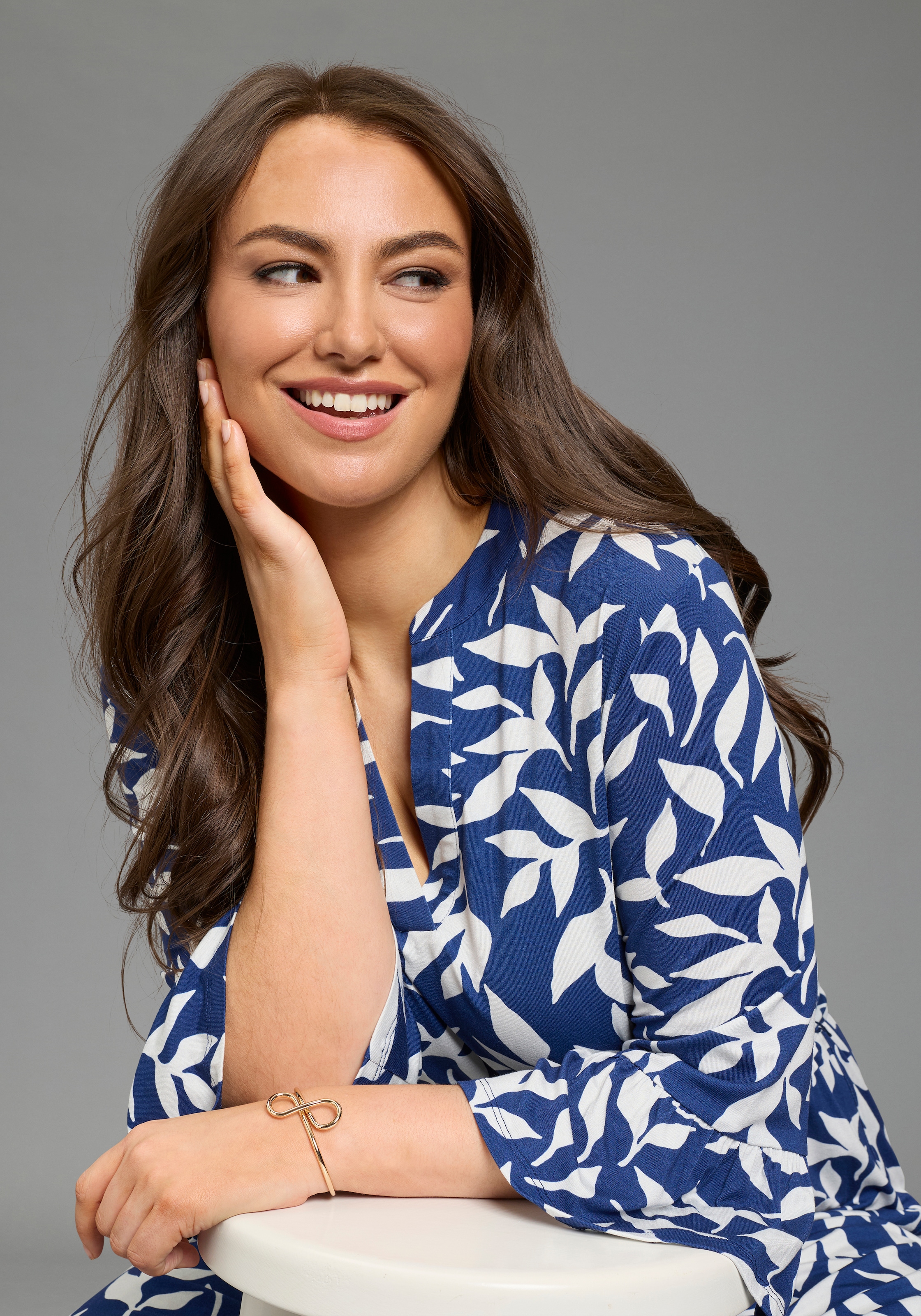 Laura Scott CURVE Maxikleid mit Volantsäumen und Two-Tone-Print