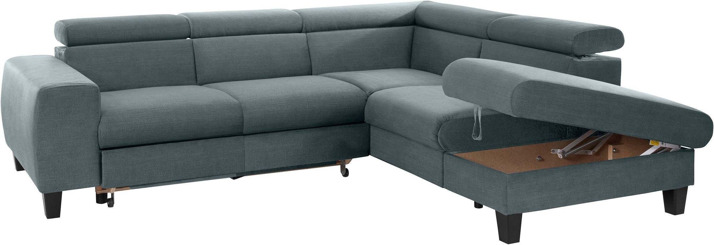 COTTA Polstergarnitur »Morven L-Form«, (Set), Set bestehend aus: Ecksofa mit Kopfteilverstellung & Hocker