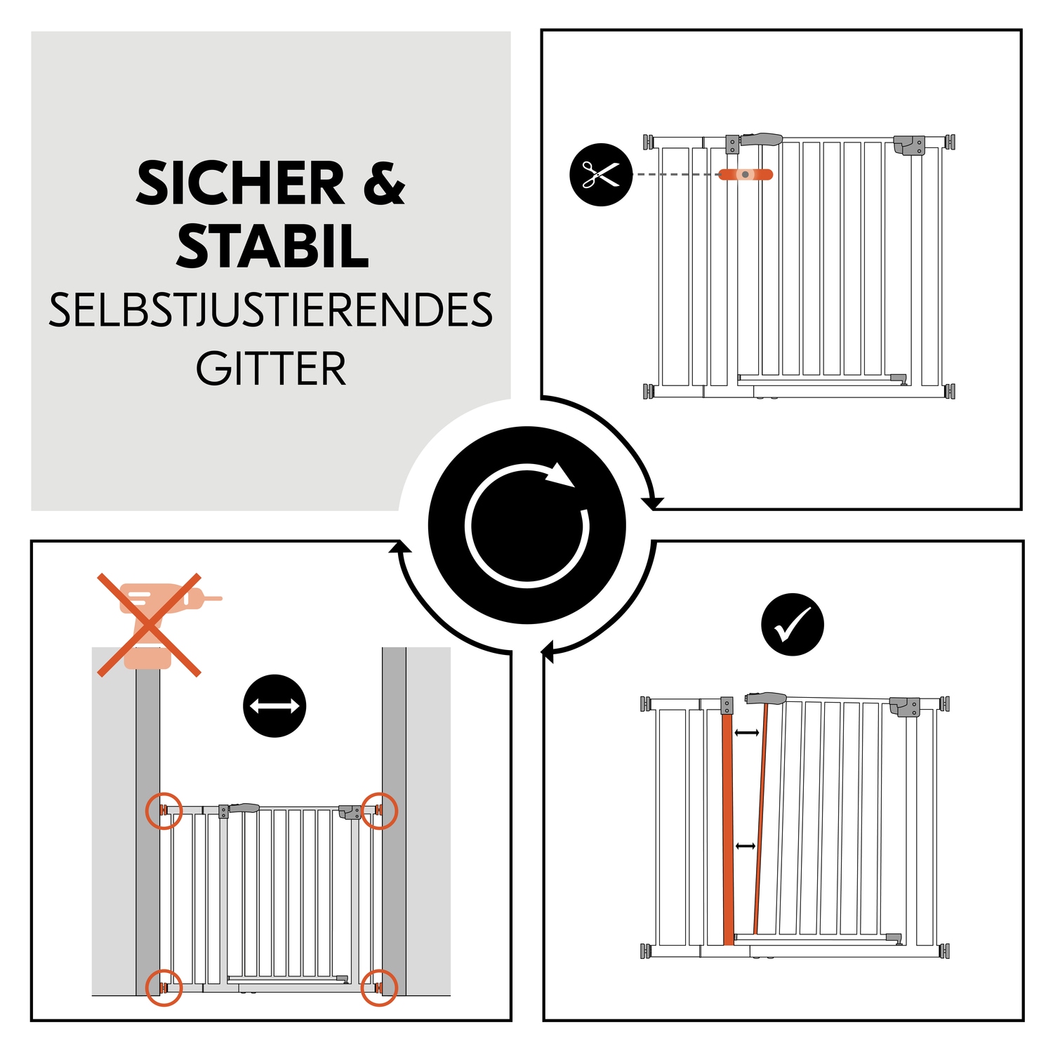 Hauck Türschutzgitter »Open N Stop 2 Set inklusive Verlängerung 9 cm, White«, auch als Treppenschutzgitter verwendbar; 84-89 cm