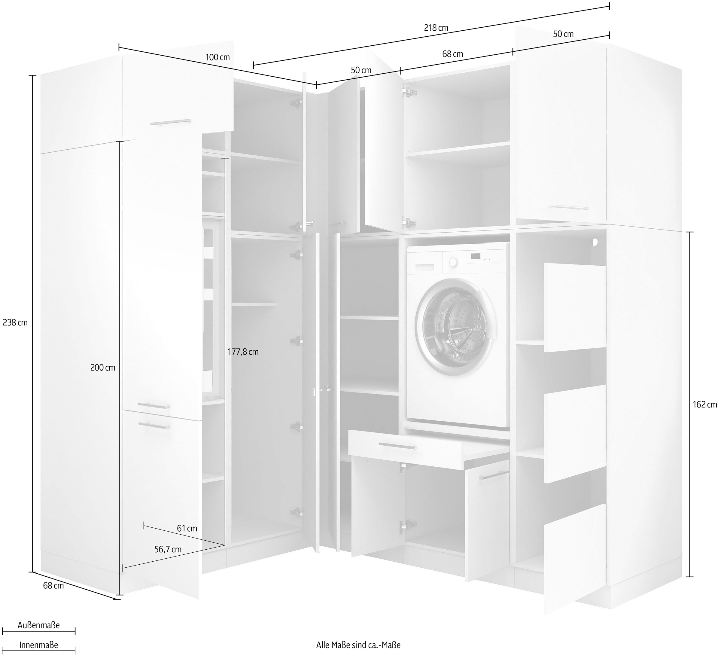 Laundreezy Mehrzweckschrank-Set »Laundreezy, 10-tlg. Mehrzweckschrank-Set B/H/T 218/238/68 cm« 10 Stk. tlg.
