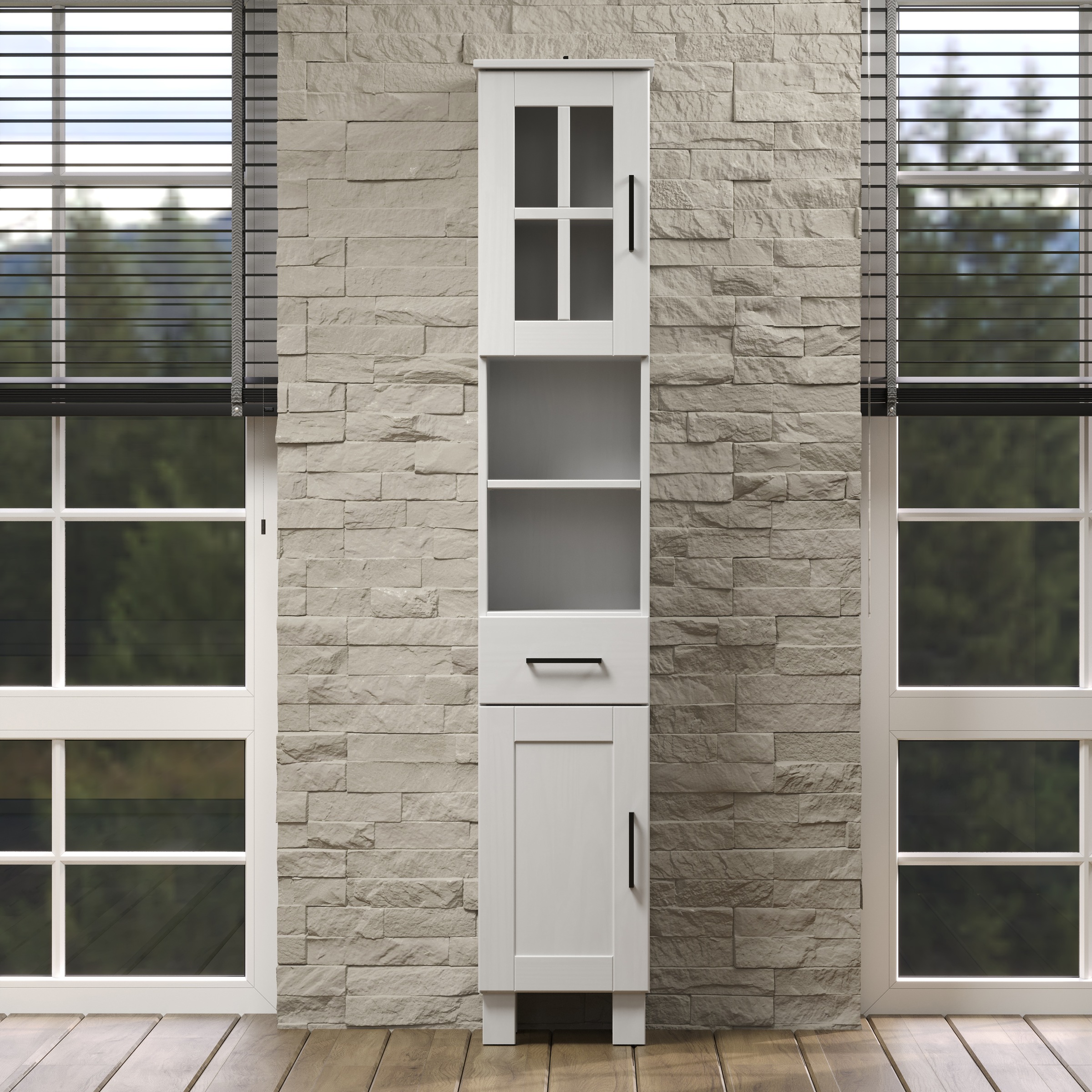 welltime Hochschrank »Ulea«, (1 St.), Badschrank aus Massivholz mit Schubkasten - Maße (B/T/H) 33/30/180 cm