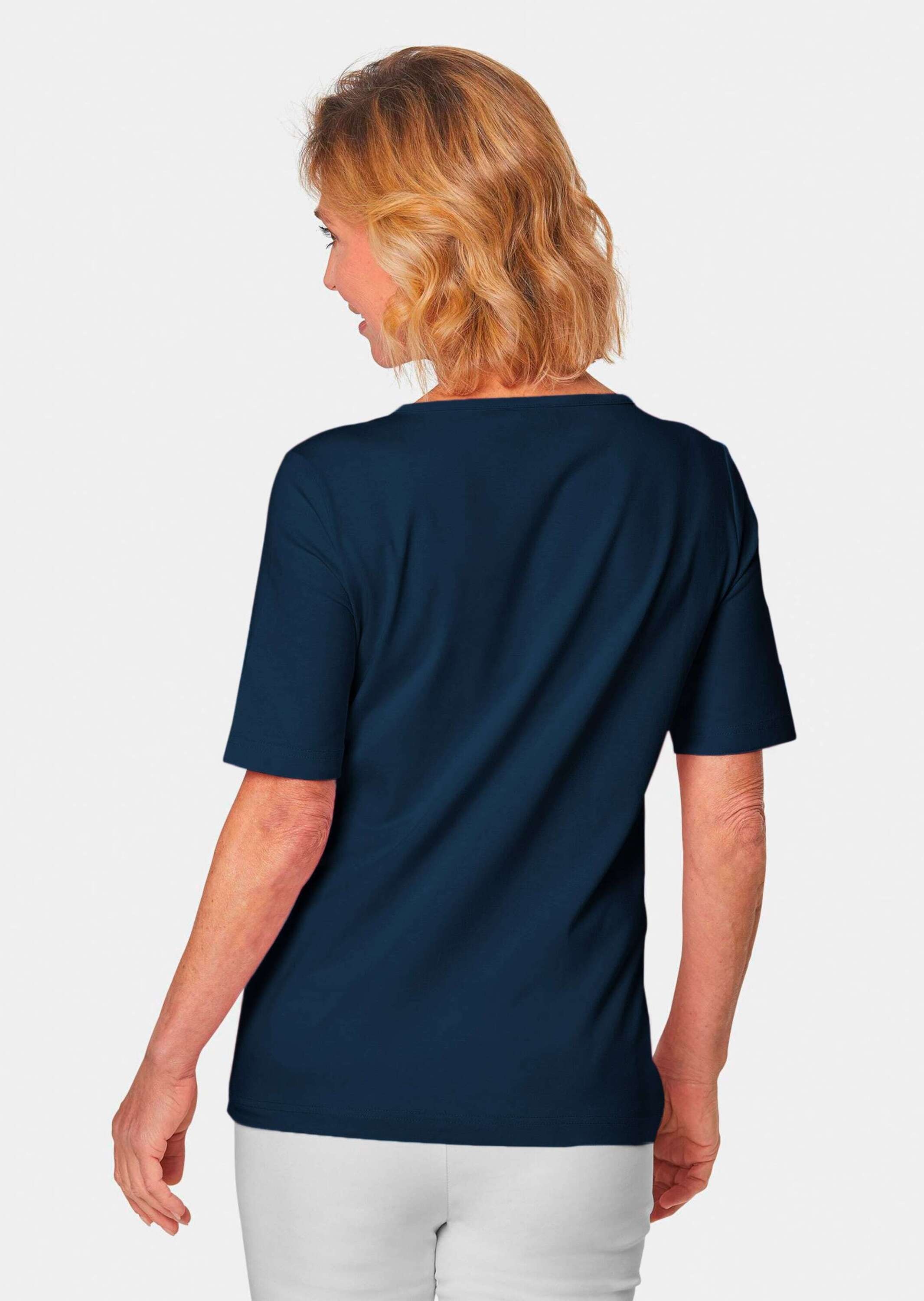 GOLDNER Langarm-Poloshirt »T-Shirt T-Shirt mit charmantem Ausschnitt und Schmucksteinchen«