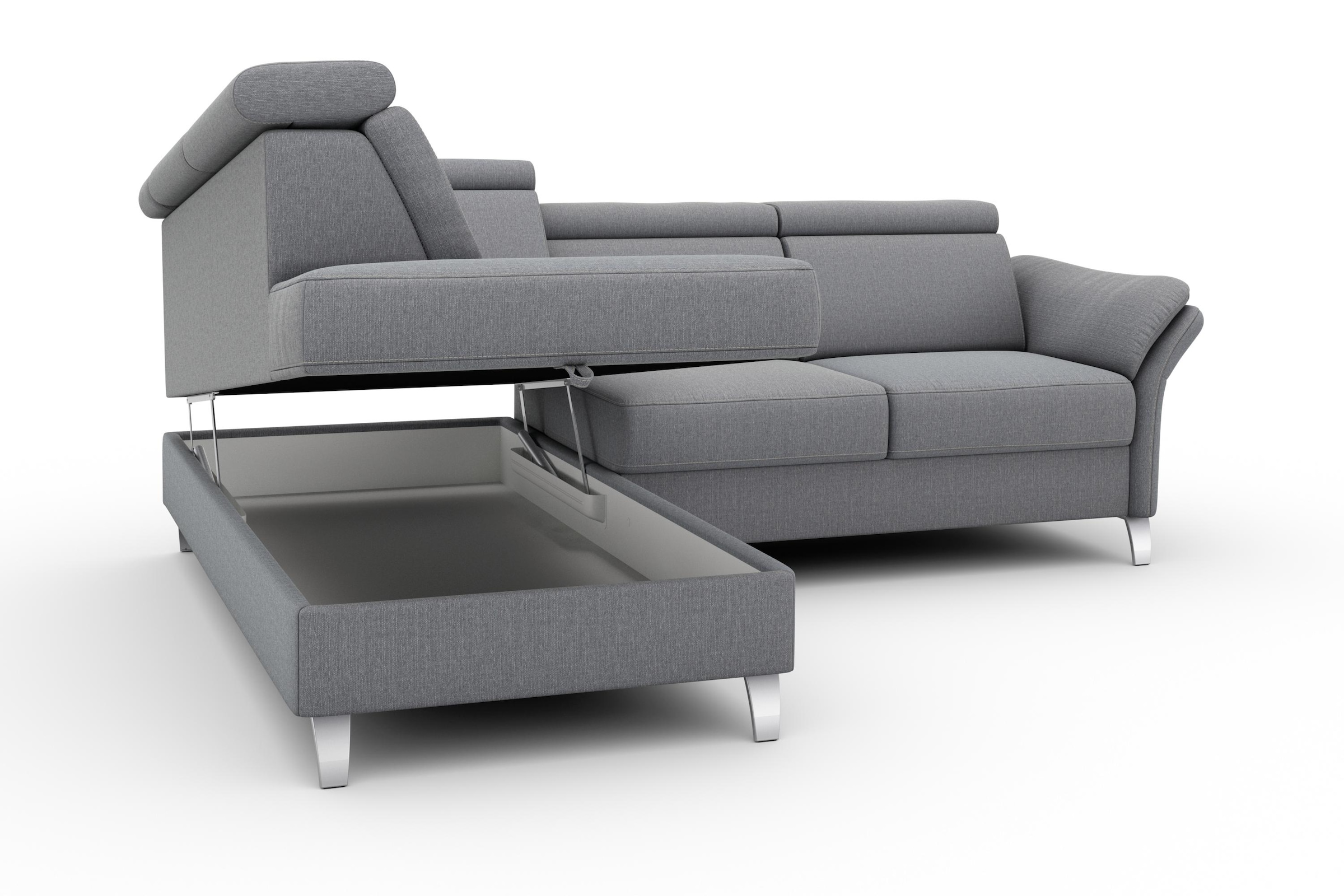sit&more Ecksofa »Vincenzo L-Form«, inklusive Kopfteilverstellung, wahlweise mit Bettfunktion, Bettkasten