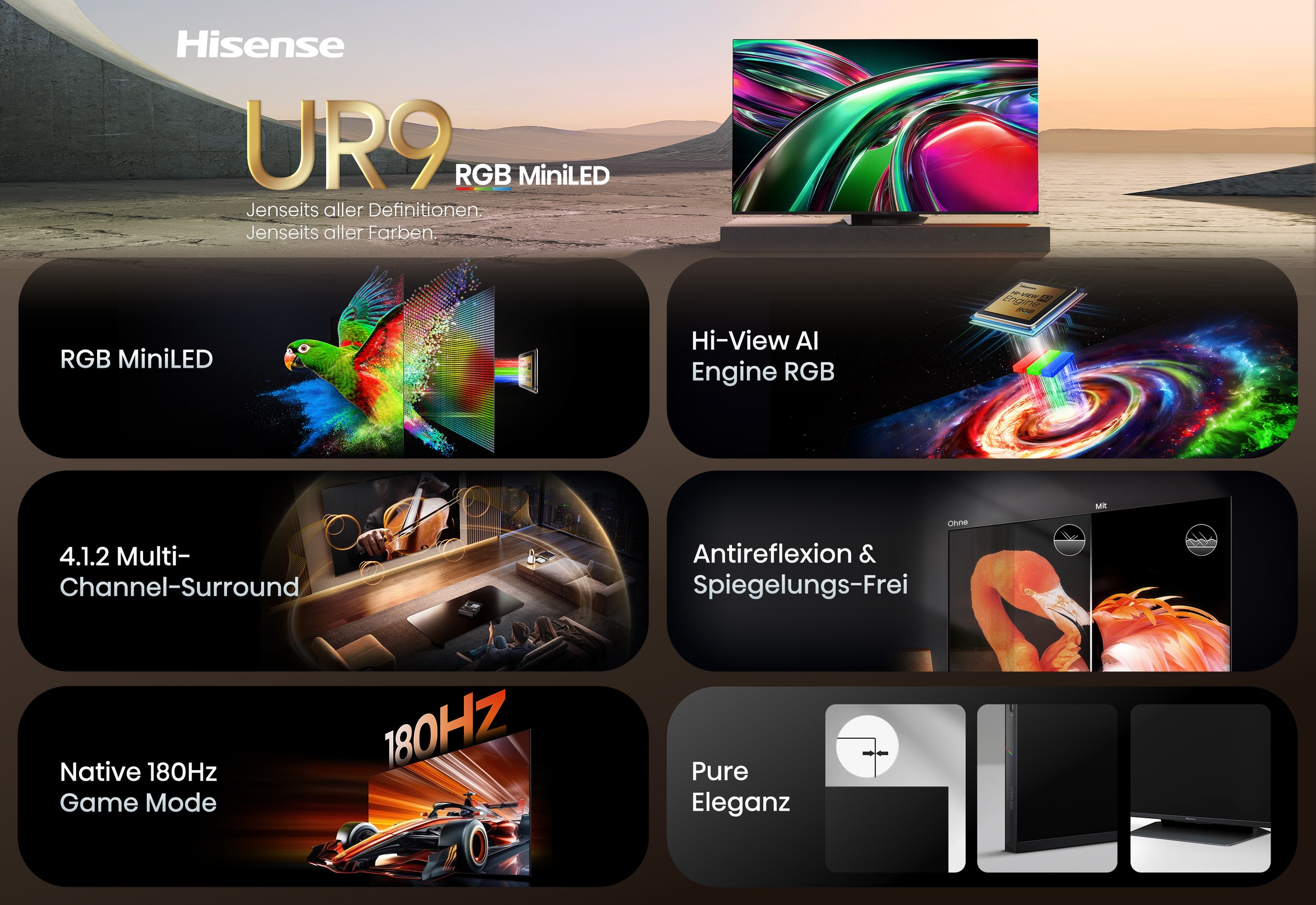 Hisense Mini-LED-Fernseher »75UR9DS« 189 cm/75 ″ Smart-TV