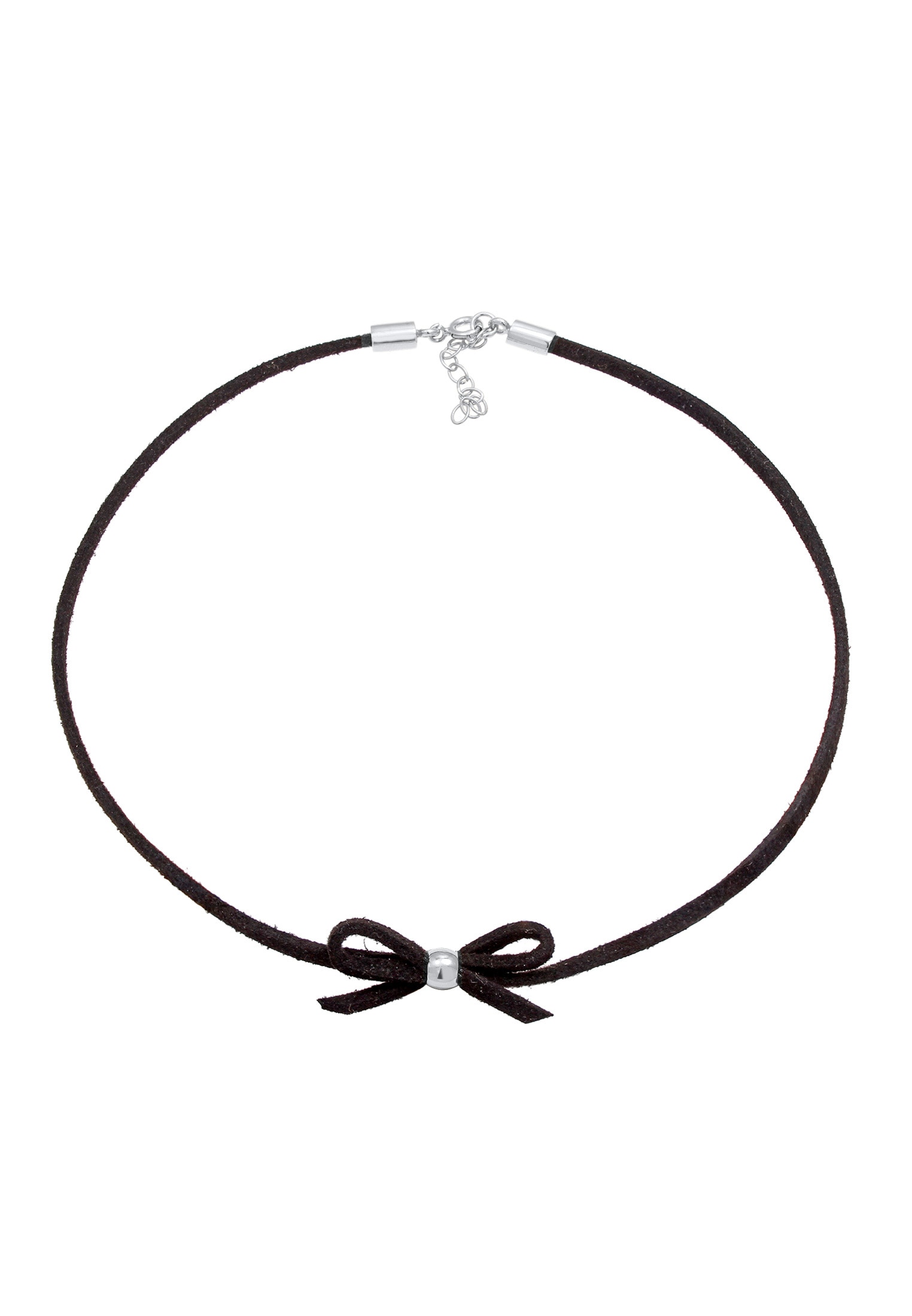 Elli Kette ohne Anhänger »Halskette Elli Halskette Kropfband Choker Leder Schleife Tracht 925 Silber«