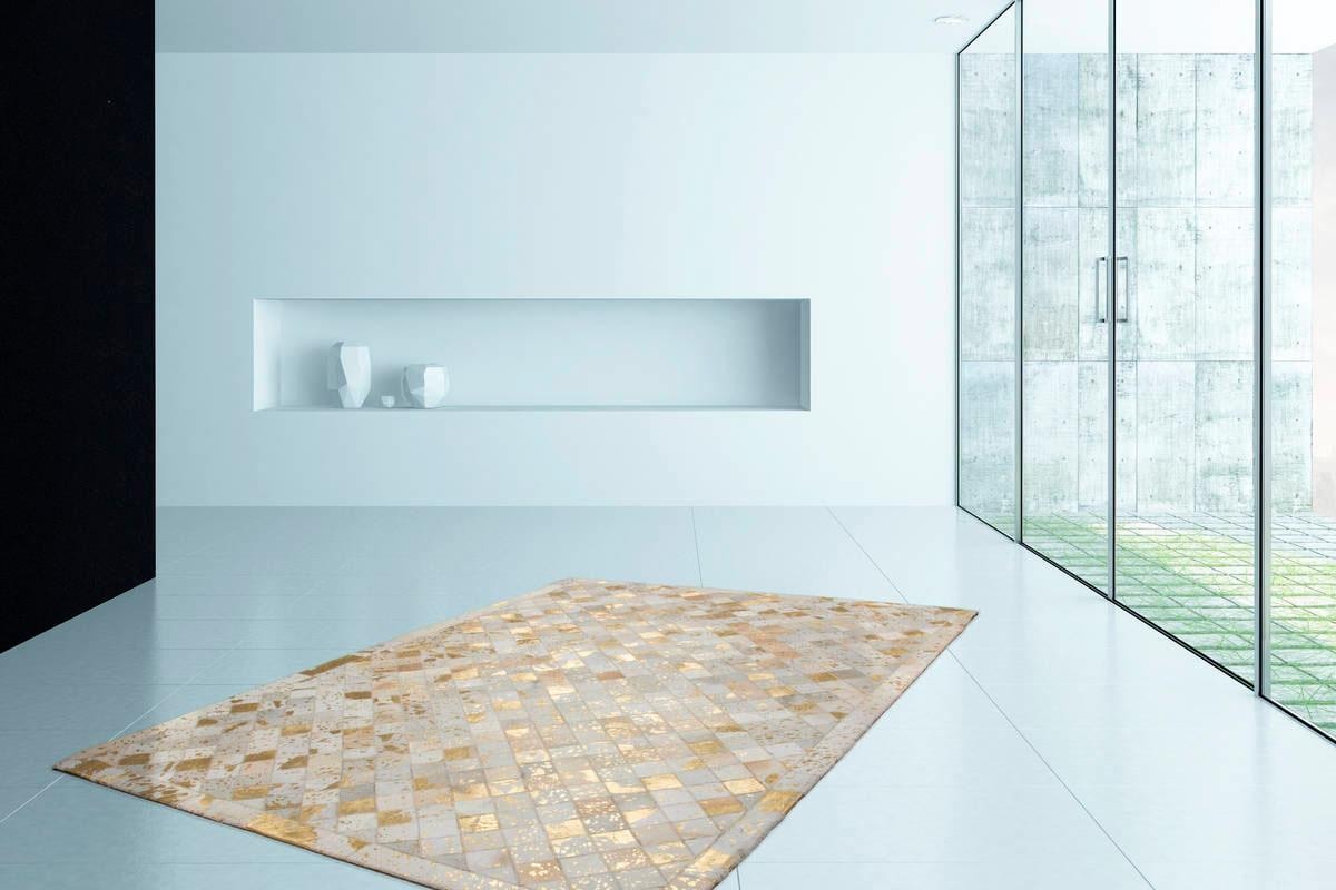 Kayoom Lederteppich »Lavish 210  -  Fellteppich« rechteckig 8 mm Höhe 100% Rindsleder, Patchwork-Dessin, Wohnzimmer