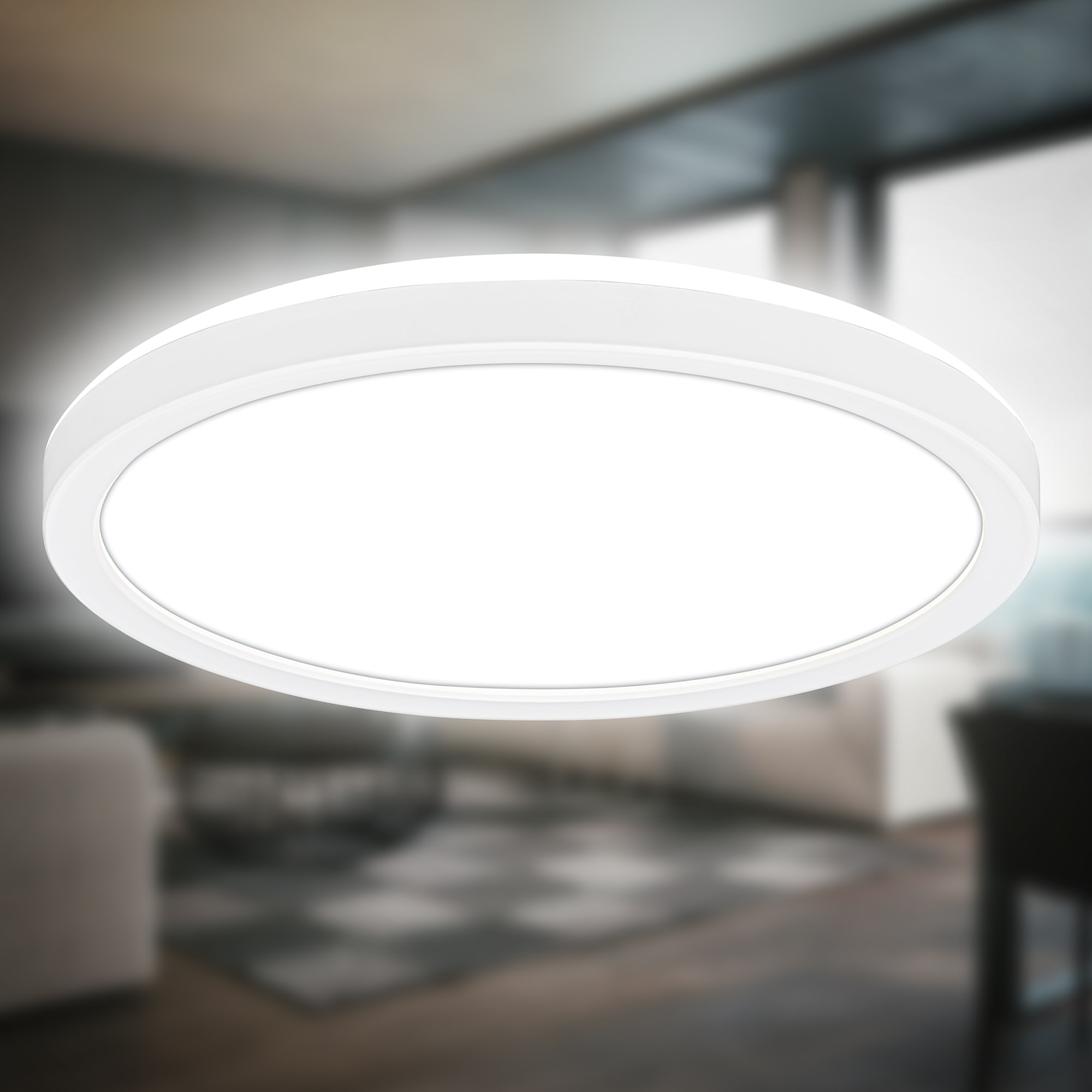 B.K.Licht LED Deckenleuchte »BKL1598 Ultraflache Deckenlampe, LED Panel mit Backlight« LED-Modul 1 Stk. Neutralweiß 4.000K, 1.900 Lm, 16W, indirekte Hintergrundbeleuchtung, ⌀24cm, Weiß