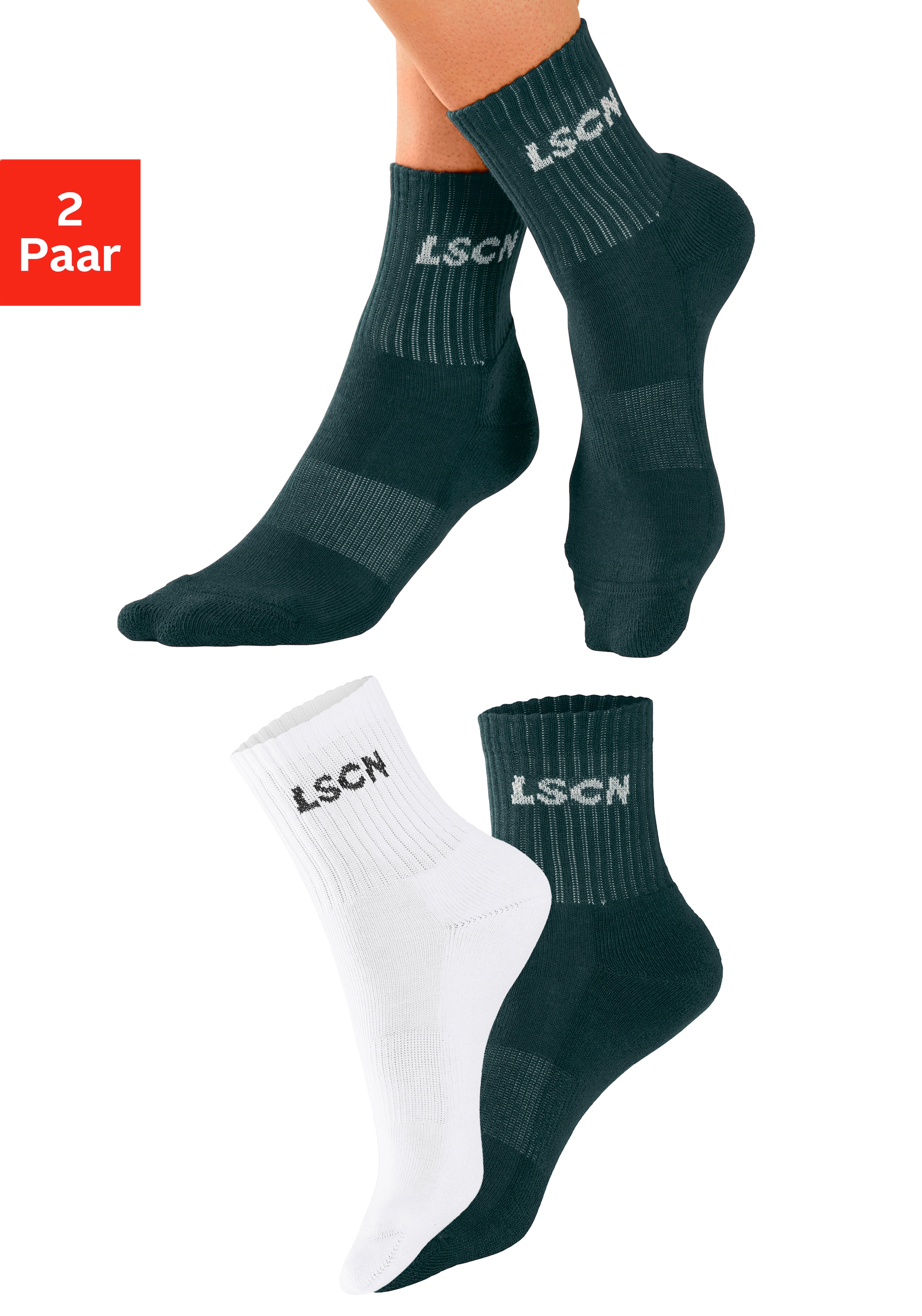 LSCN by LASCANA Tennissocken, (Packung, 2 Paar), mit Halbfußfrottee