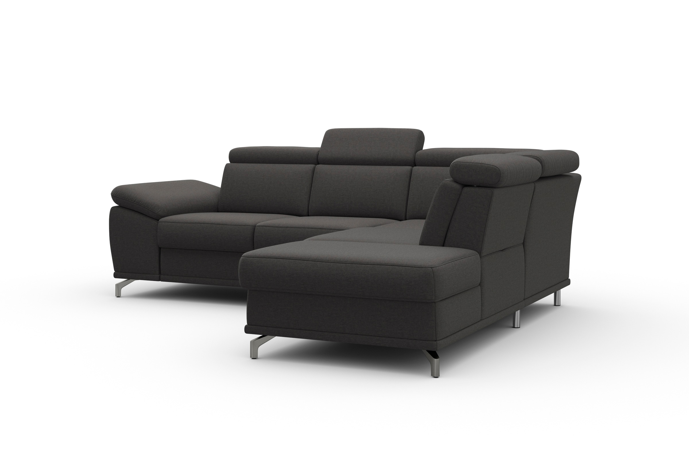 sit&more Ecksofa »Cabrio L-Form, B: 274 cm, mit Sitztiefen-, Arm- & Kopfteilverstellung«, 3 Nierenkissen, Federkern, optional Bettfunktion und Stauraum