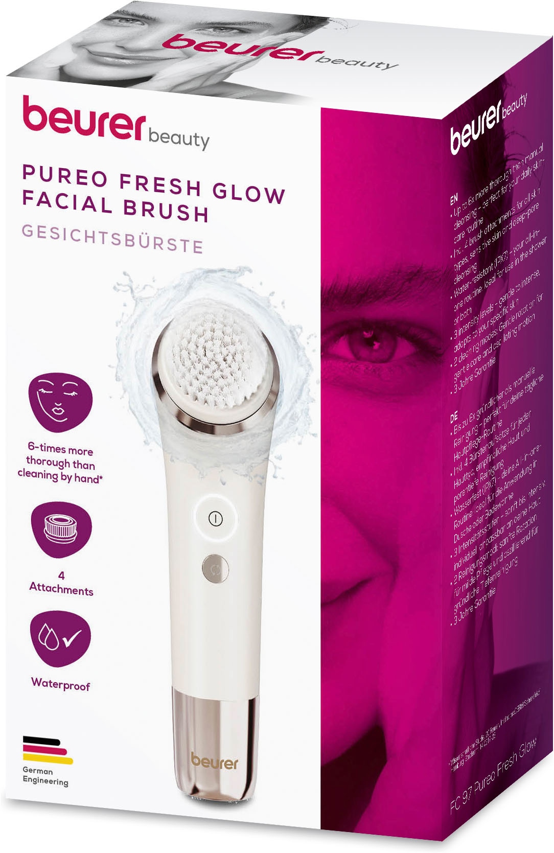 BEURER Gesichtsreinigungsbürste »Pureo Fresh Glow FC 97 elektrische Gesichtsbürste mit 3 Aufsätzen« Reinigung mit 3 Intensitätsstufen, für jeden Hauttyp geeignet