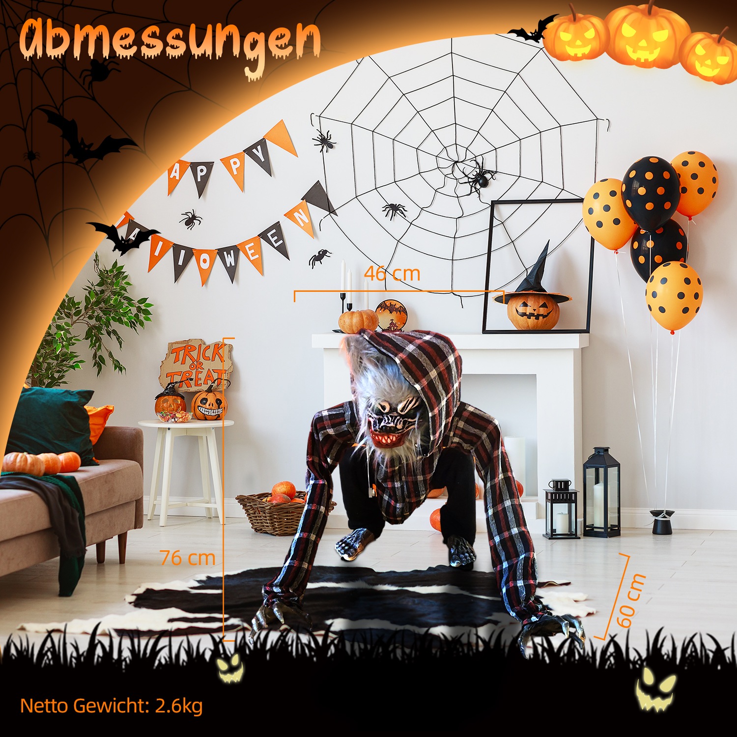 SHX Tierfigur »Hockender Wolf«, Kopf und Arme animiert, Soundeffekt