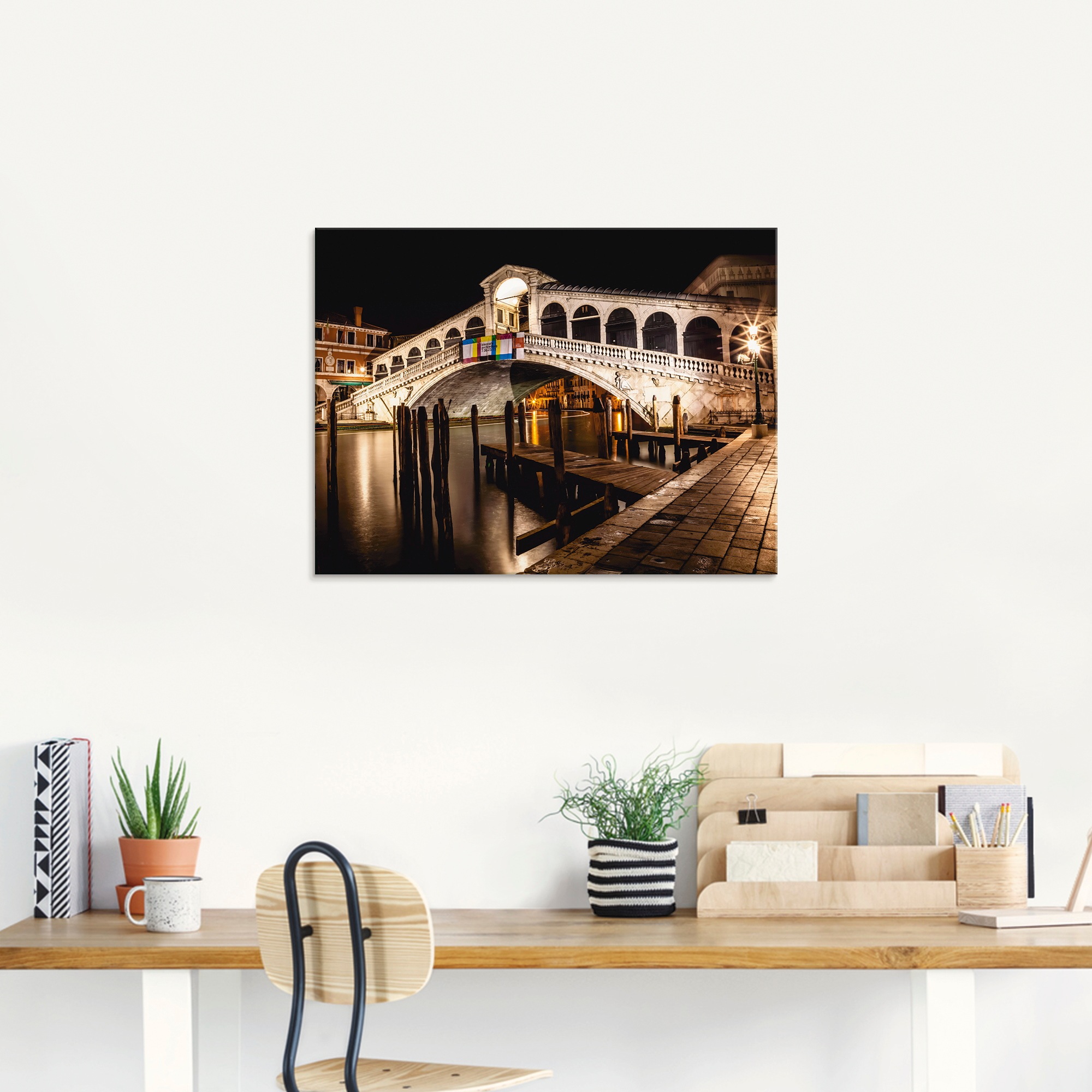 Artland Glasbild »Venedig Canal Grande & Rialto Brücke II«, Brücken, (1 St.), in verschiedenen Größen