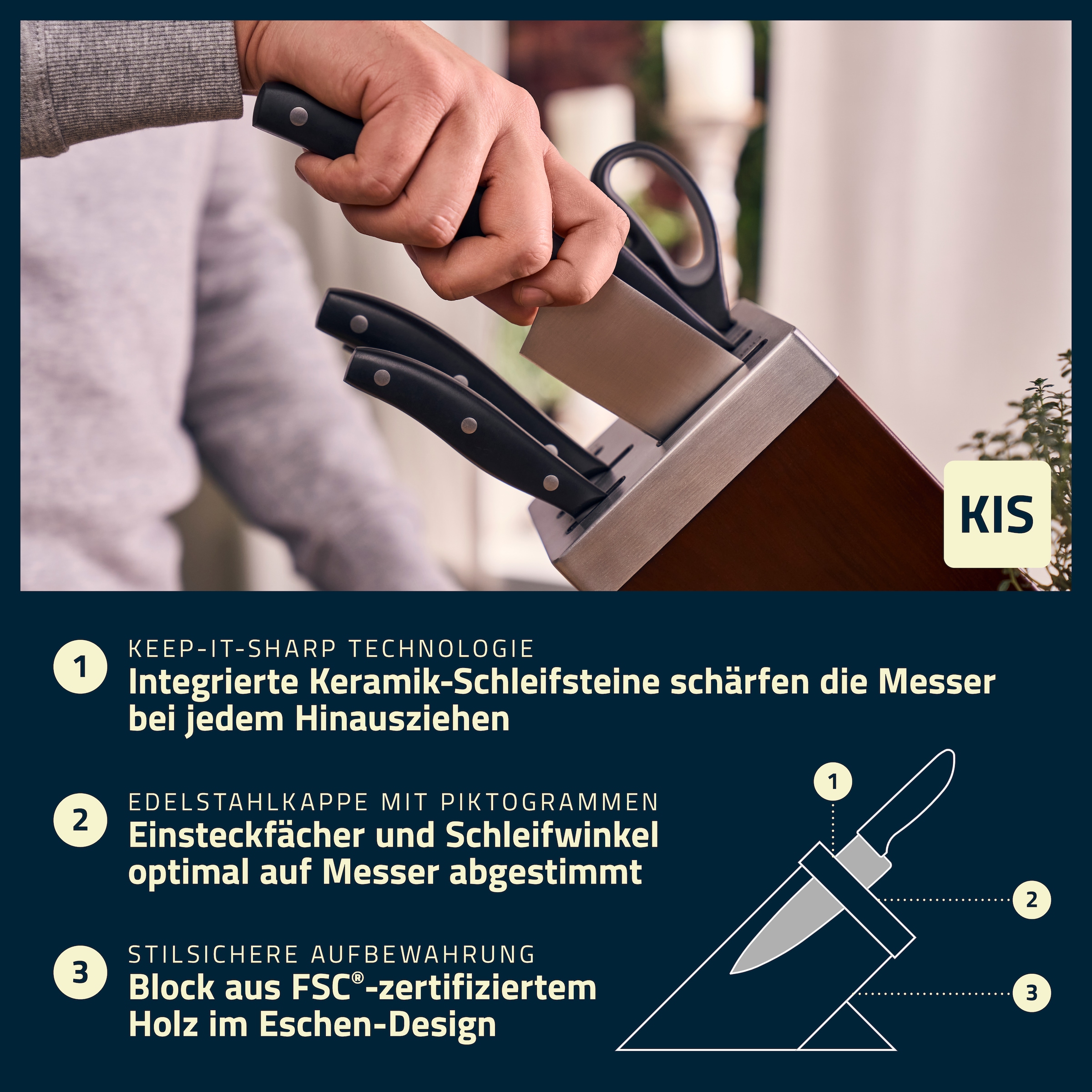 HENCKELS by ZWILLING Messerblock »Everyday« 7 Selbstschärfender Messerblock, Keramik-Schleifsteine, Vielzweckschere