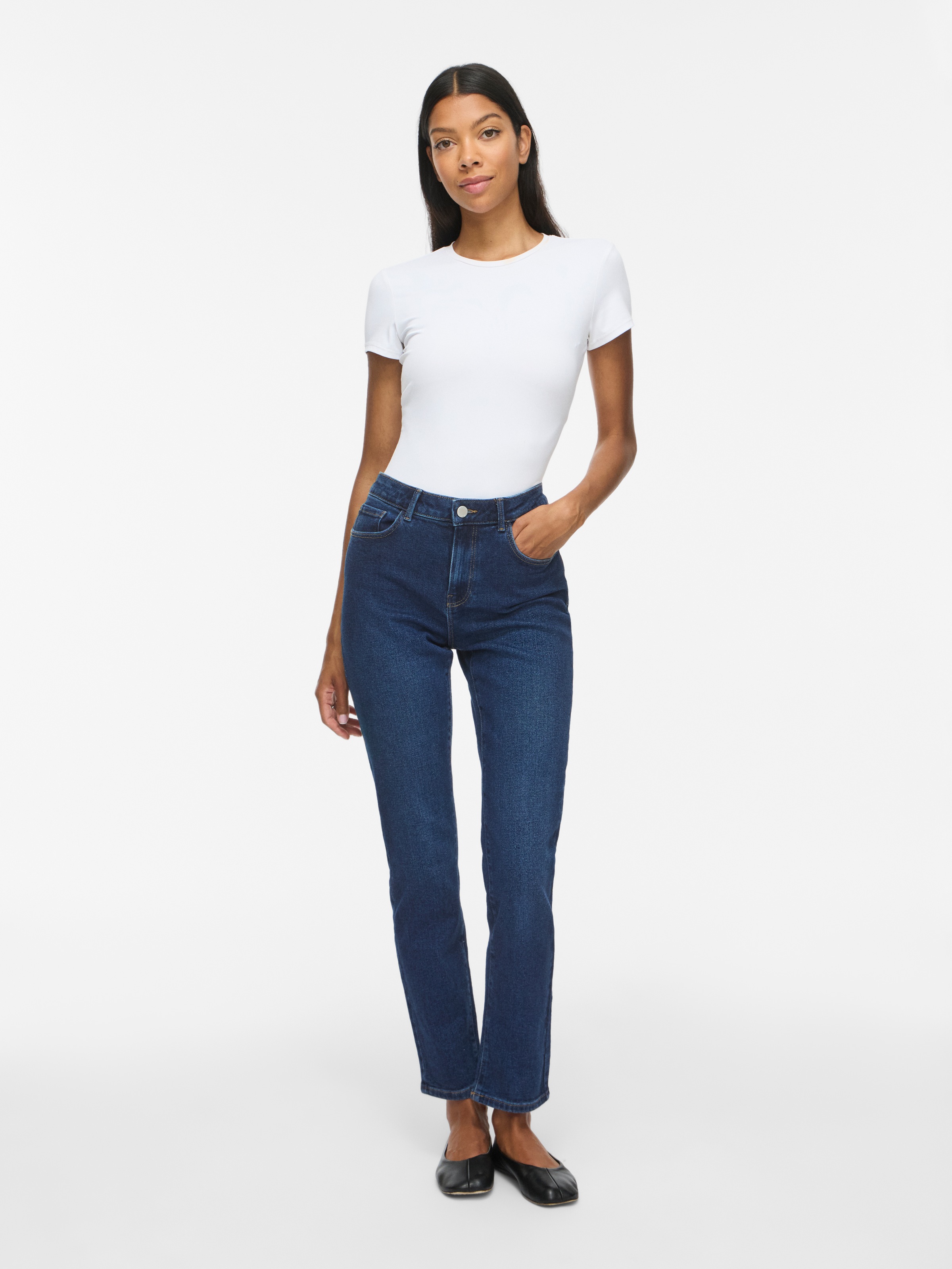 Vila Straight-Jeans »VIALICE RW STRAIGHT JEANS DBD SOL30-NOOS« Baumwollmischung, straight fit, regular waist