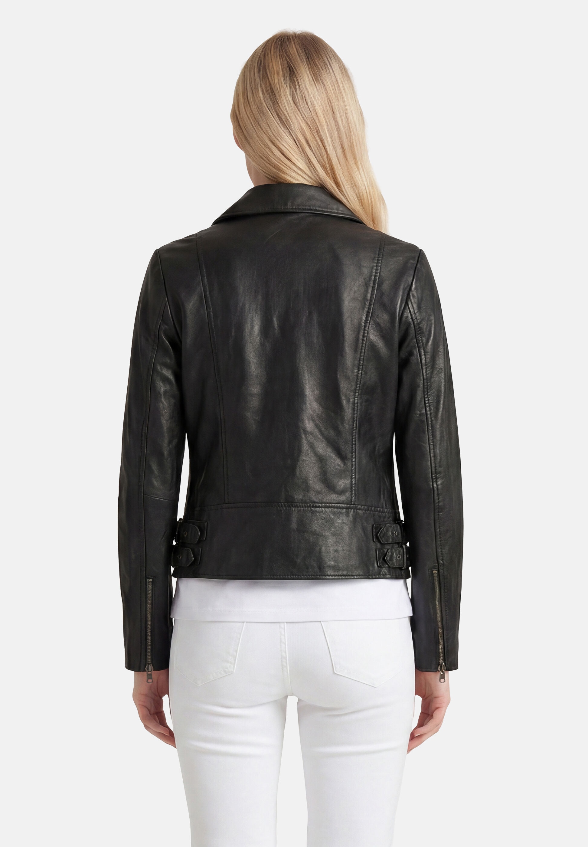 Apple of Eden Lederjacke »Apple of Eden Lederjacke« ohne Kapuze mit Schnallen-Details an der Taille
