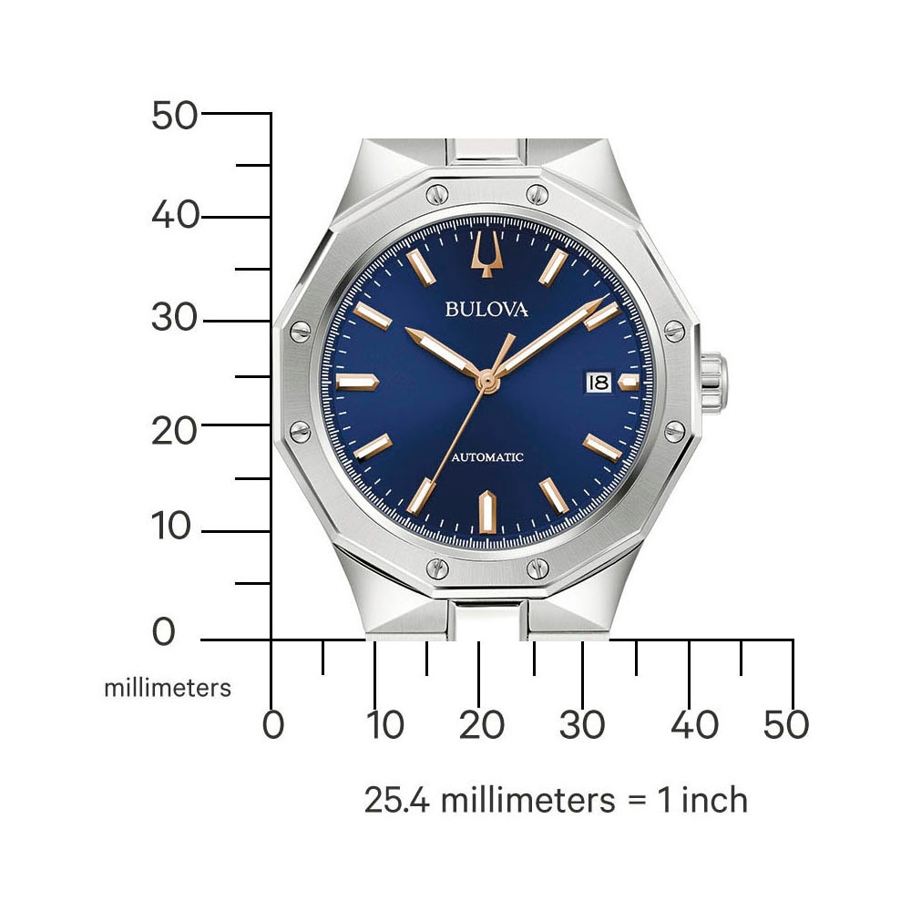Bulova Automatikuhr, Armbanduhr, Herrenuhr, Mechanische Uhr, Edelstahlarmband, analog, Tag