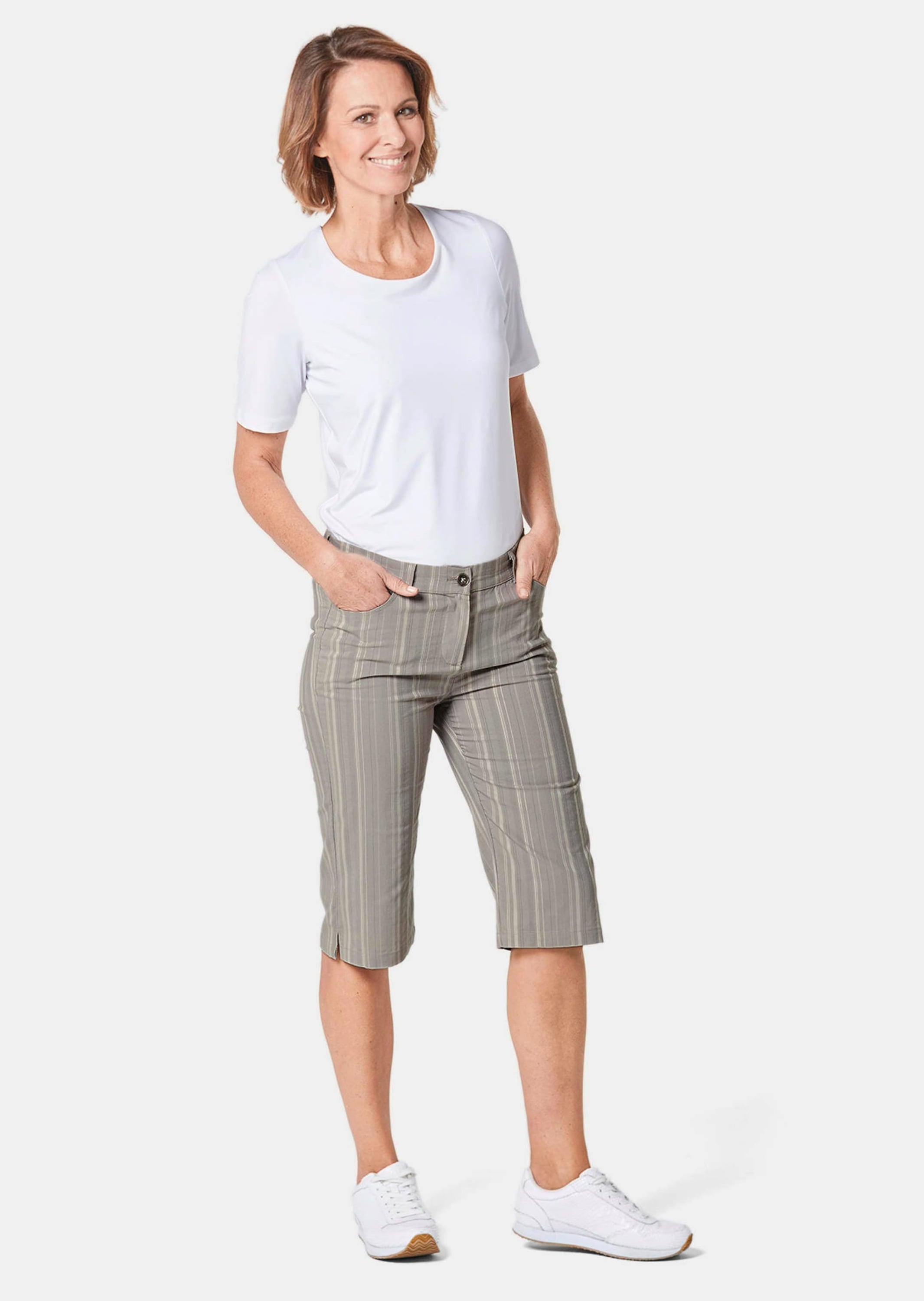 GOLDNER Stoffhose »Kurzgröße Bermuda in strukturierter elastischer Ware«