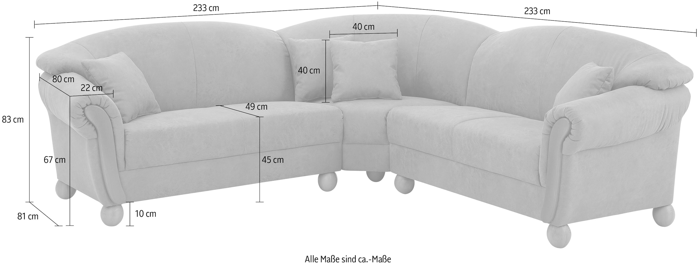Home affaire Ecksofa »Milano Vintage, L-Form« mit Federkern, Bezug in Lederoptik, incl. 4 Zierkissen